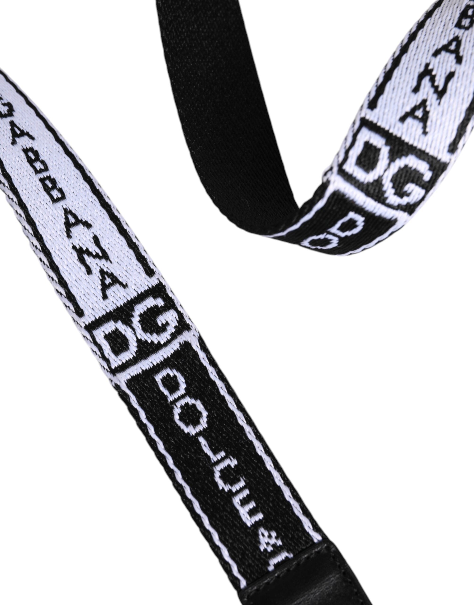 Dolce &amp; Gabbana sort hvid trykt metal logo spænde bælte