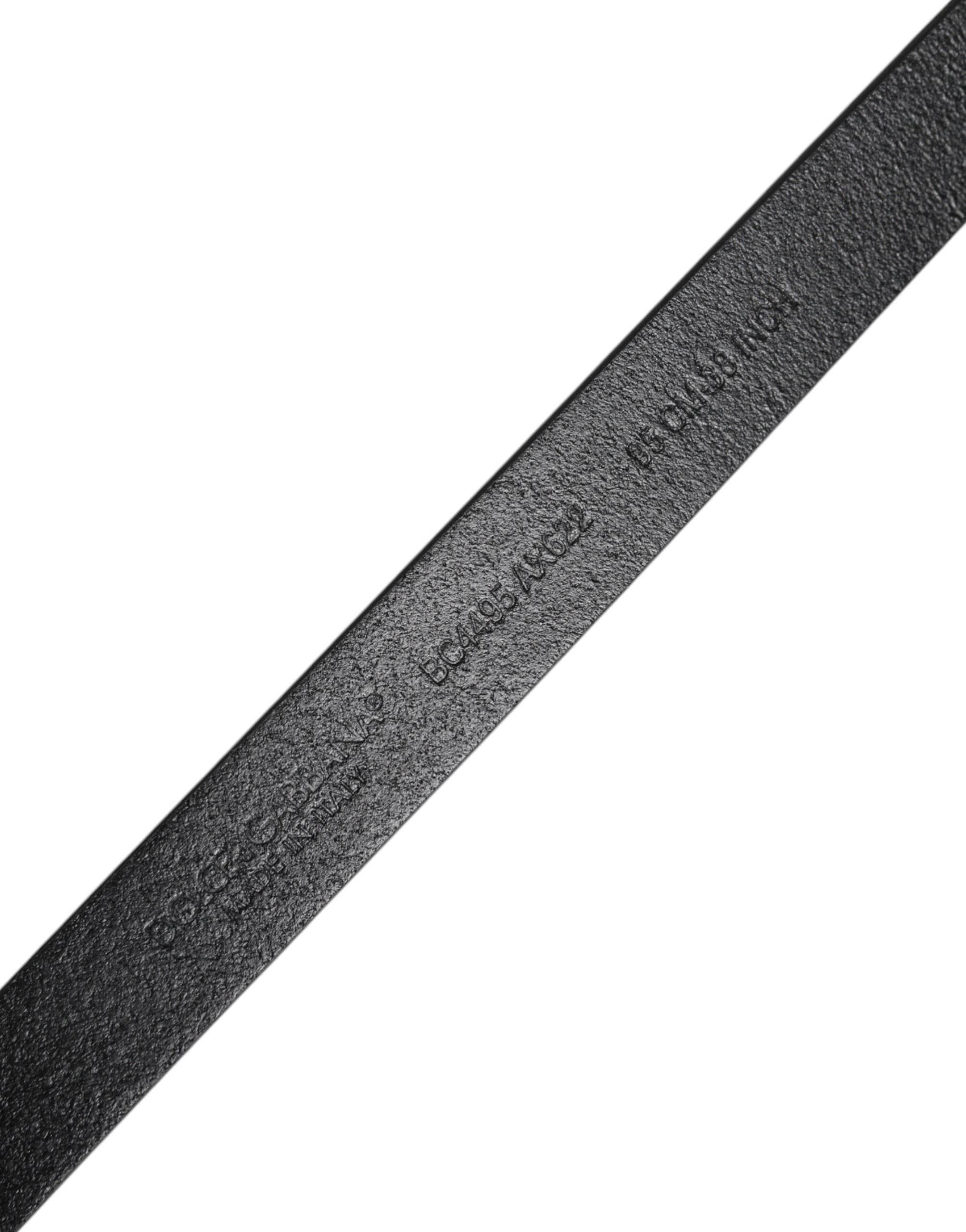 Dolce & Gabbana Black Calfskin Classic Metal Logo Buckle Belt - Hilstor