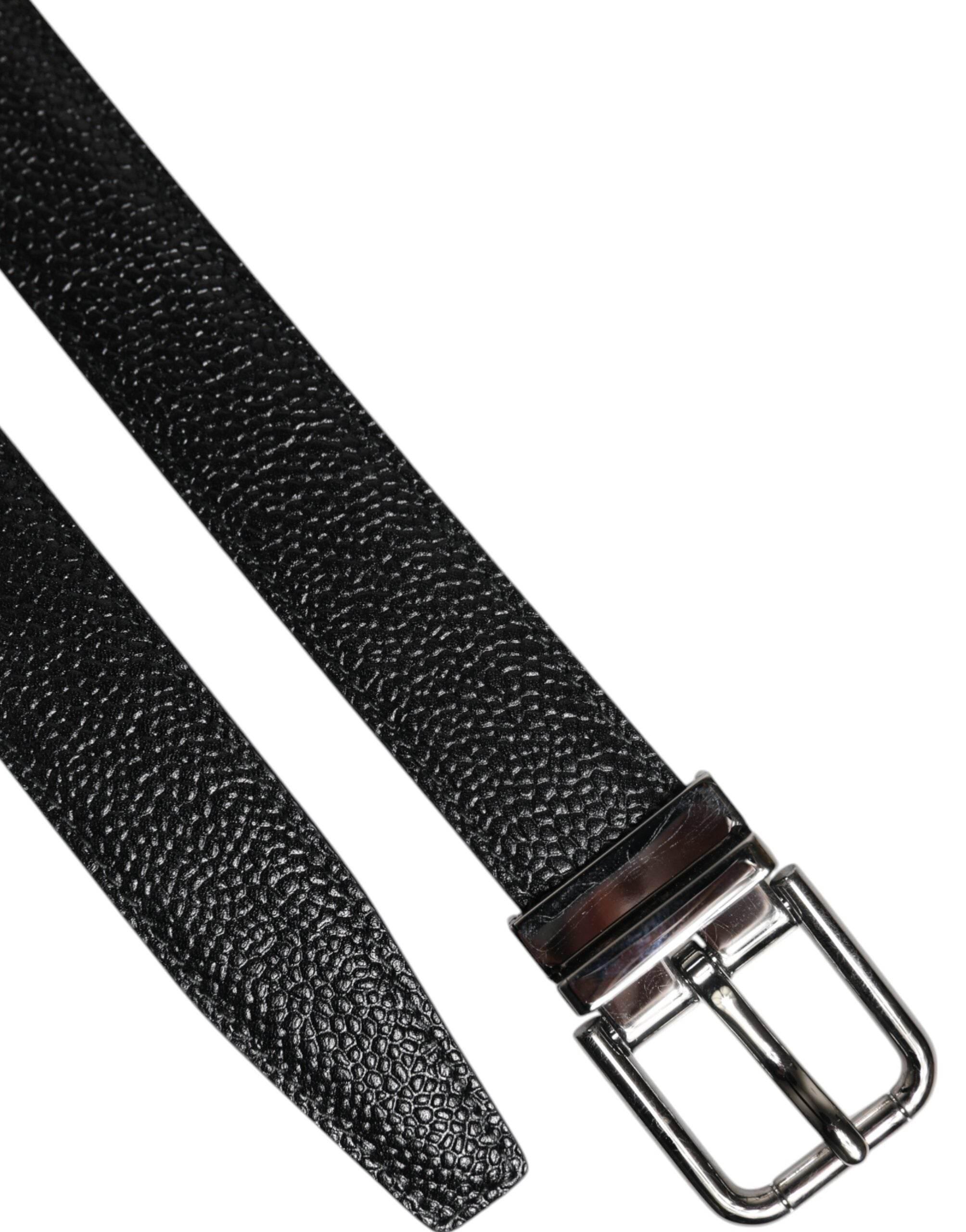 Dolce & Gabbana Black Calf Leather Classic Metal Buckle Belt - Hilstor