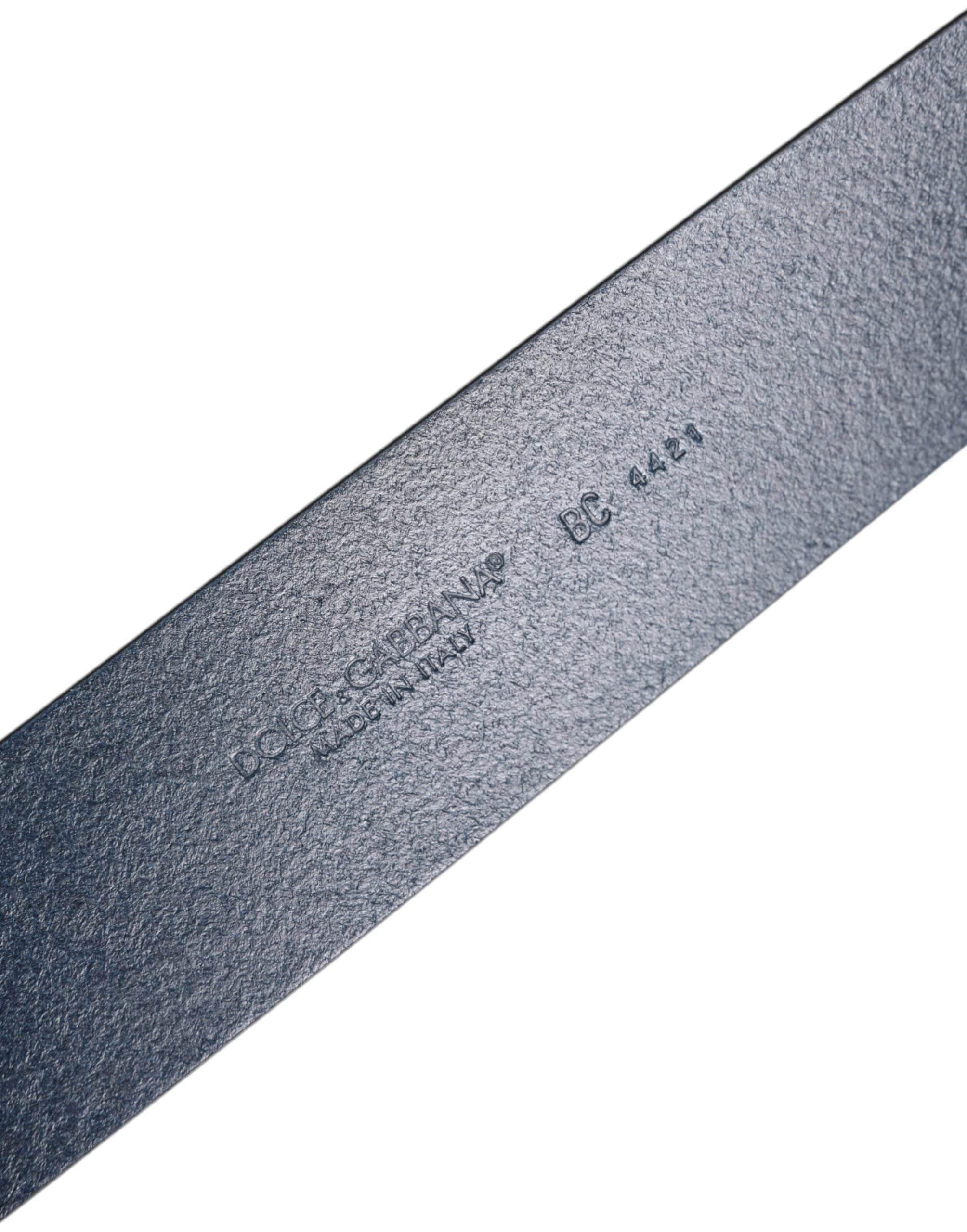 Dolce & Gabbana Blue Calf Leather Classic Metal Buckle Belt - Hilstor