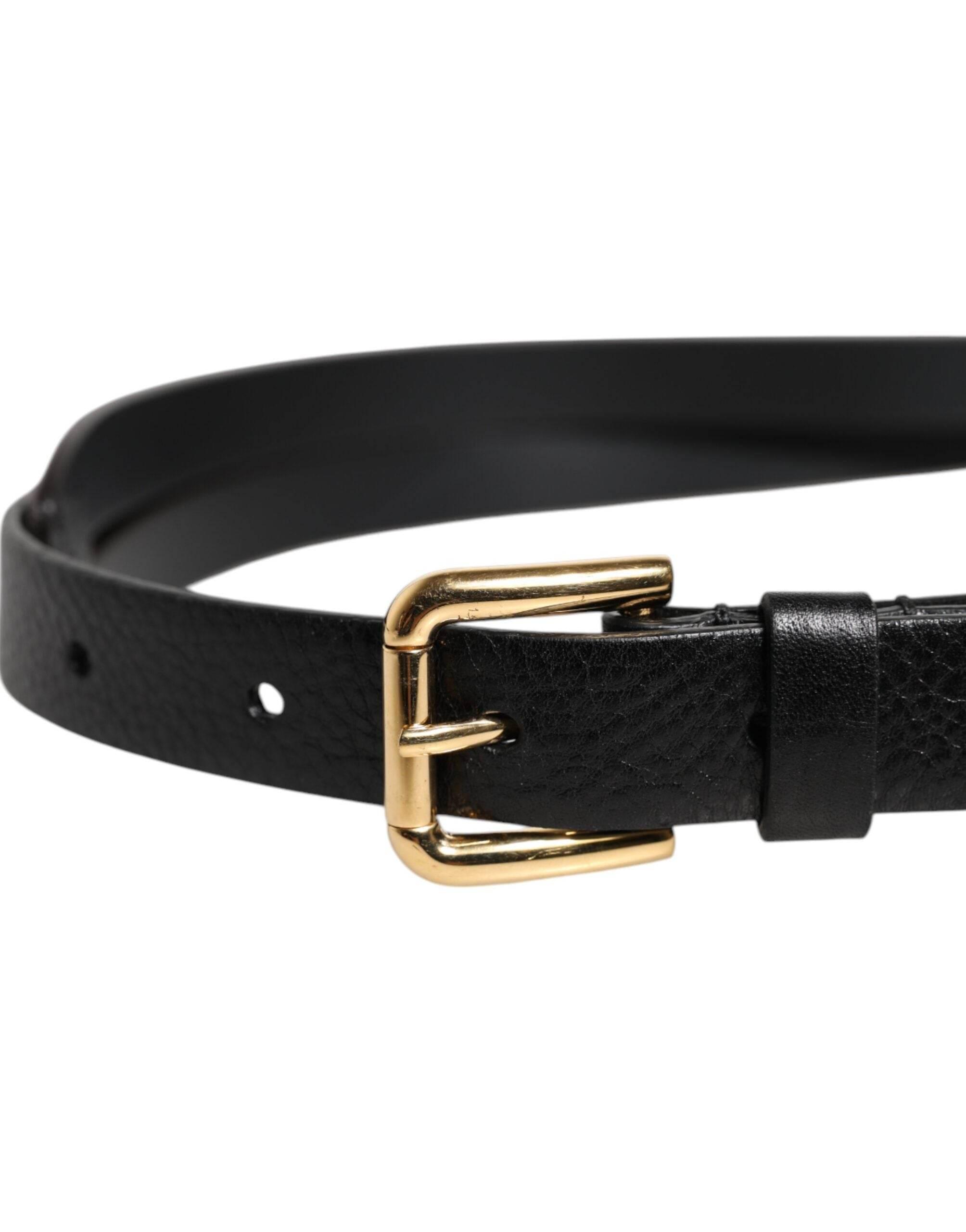 Dolce & Gabbana Black Leopard Classic Gold Metal Buckle Belt - Hilstor