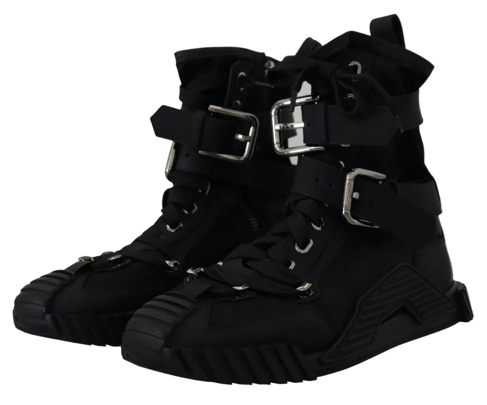 Dolce & Gabbana Black Nylon High Top Sorrento Sneakers Shoes - Hilstor