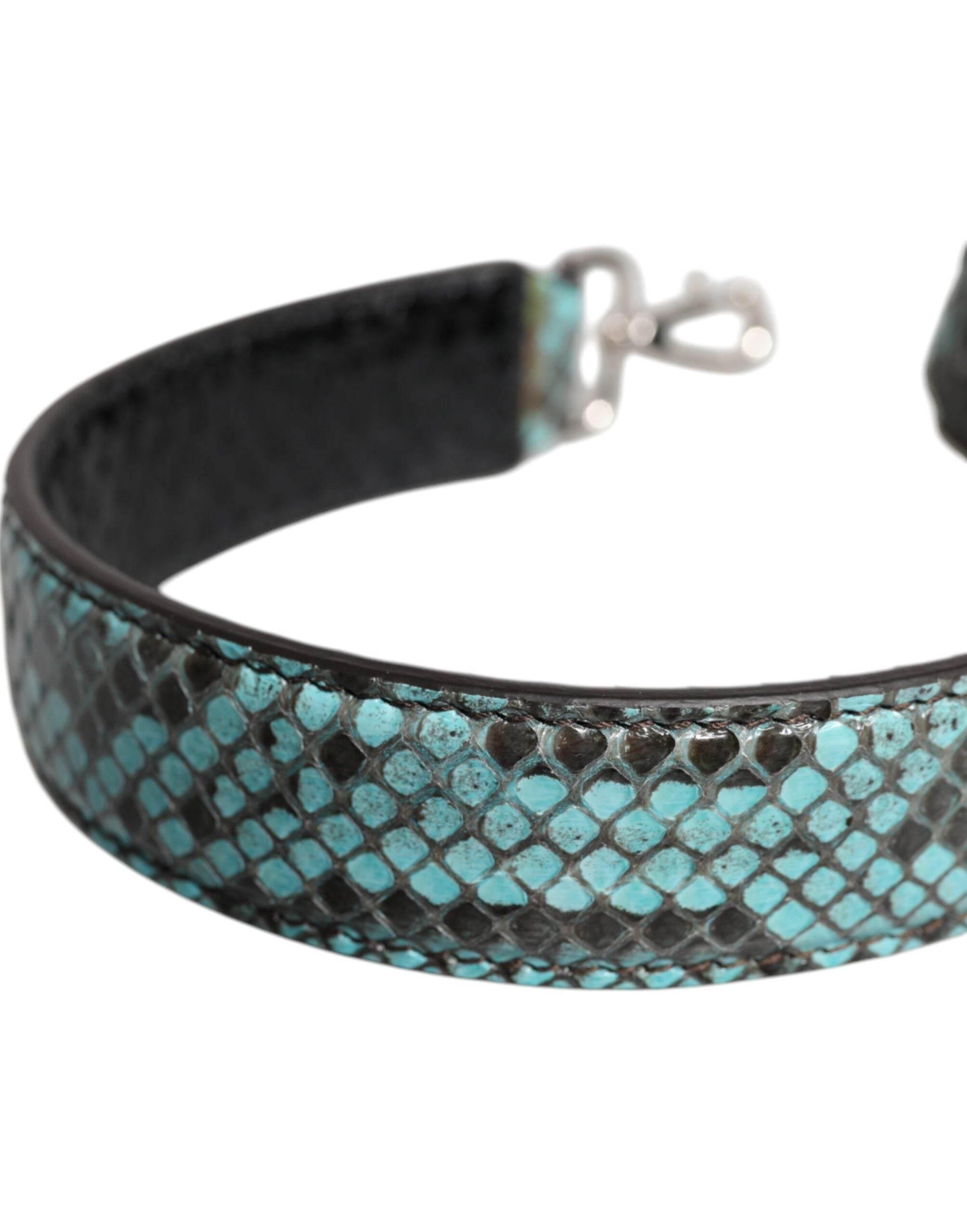Dolce & Gabbana Black Blue Exotic Leather Bag Shoulder Strap - Hilstor