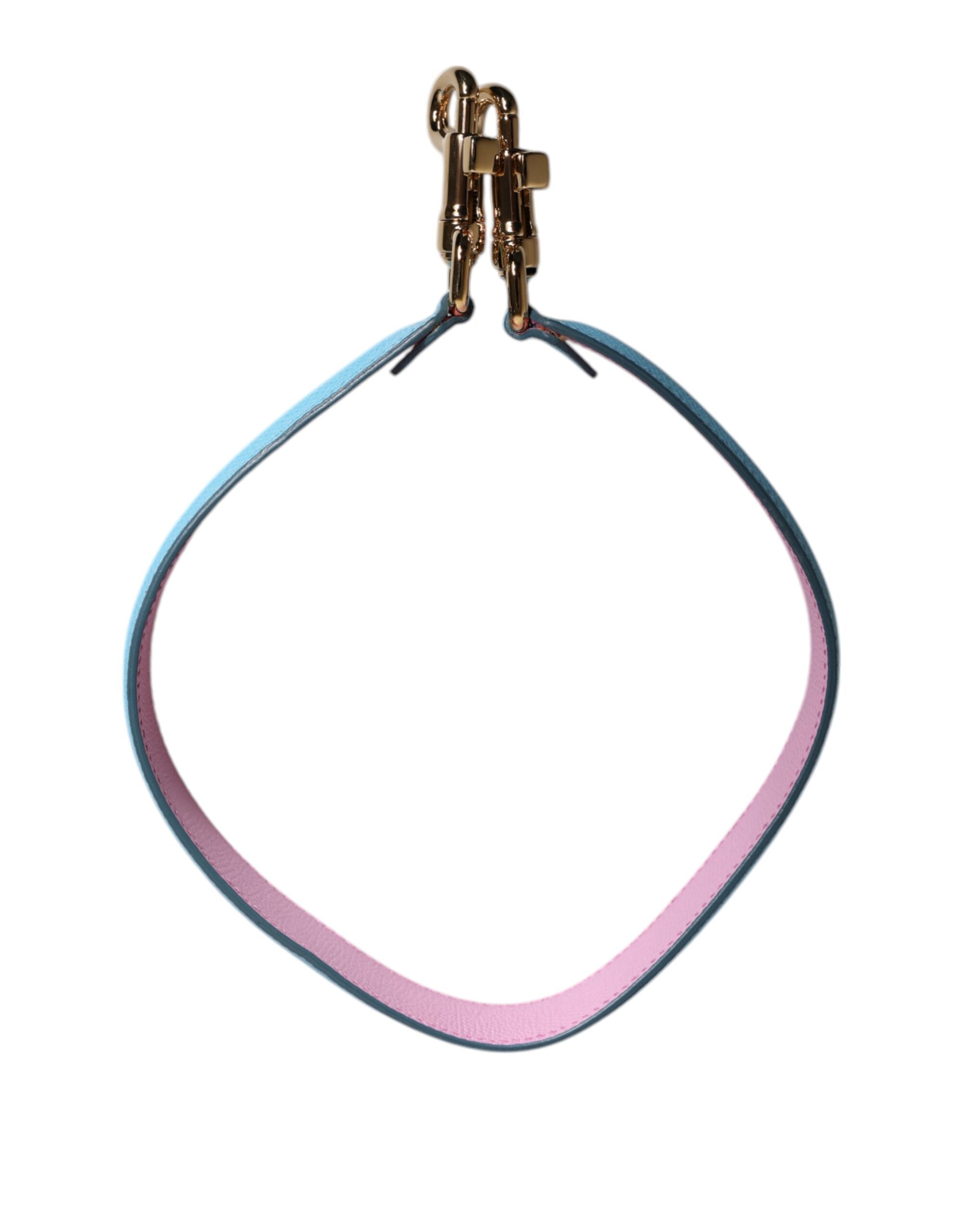 Dolce &amp; Gabbana Pink Blå Lædertaske Skulderrem