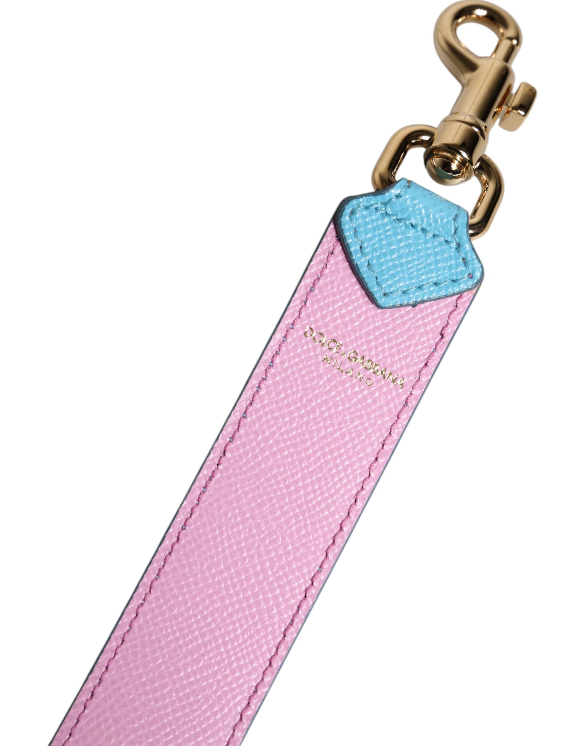 Dolce &amp; Gabbana Pink Blå Lædertaske Skulderrem