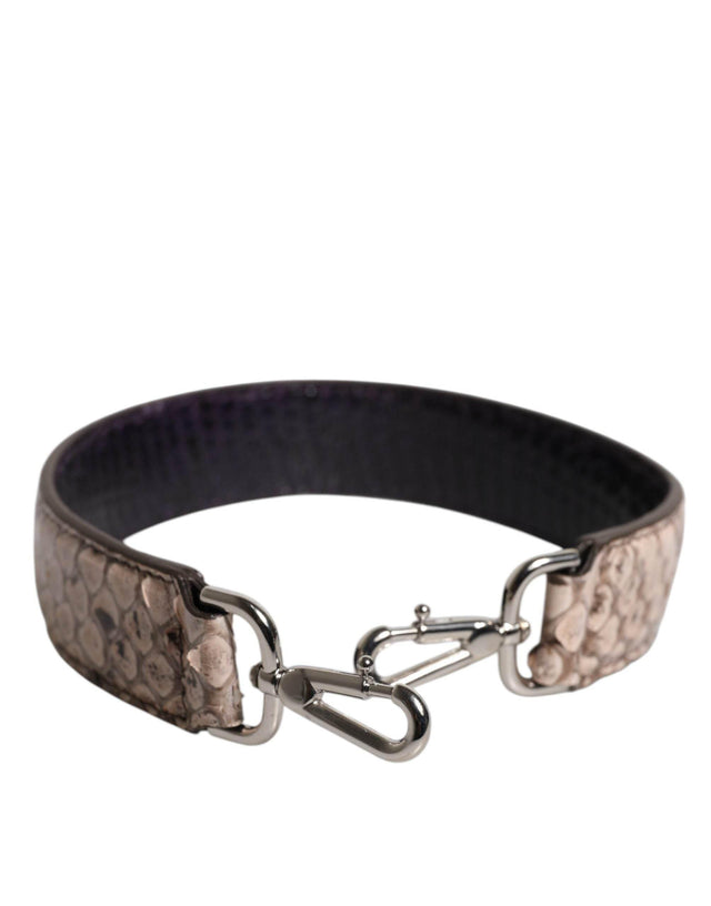 Dolce & Gabbana Black Cream Exotic Leather Bag Shoulder Strap - Hilstor