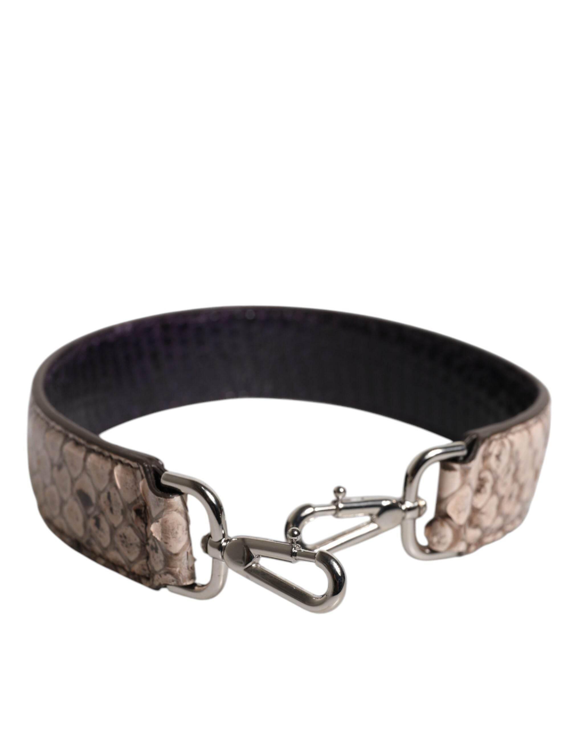 Dolce & Gabbana Black Cream Exotic Leather Bag Shoulder Strap - Hilstor