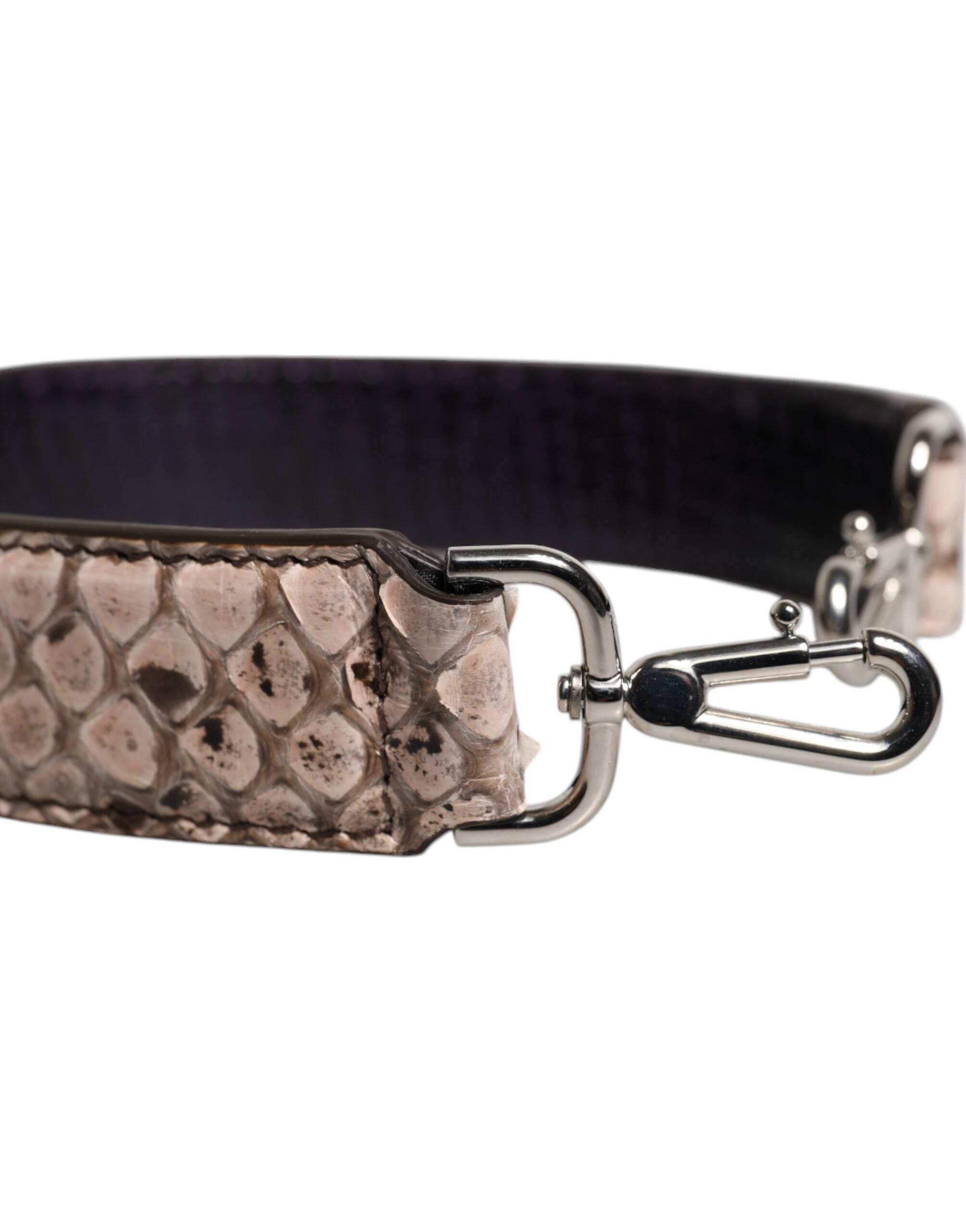 Dolce & Gabbana Black Cream Exotic Leather Bag Shoulder Strap - Hilstor