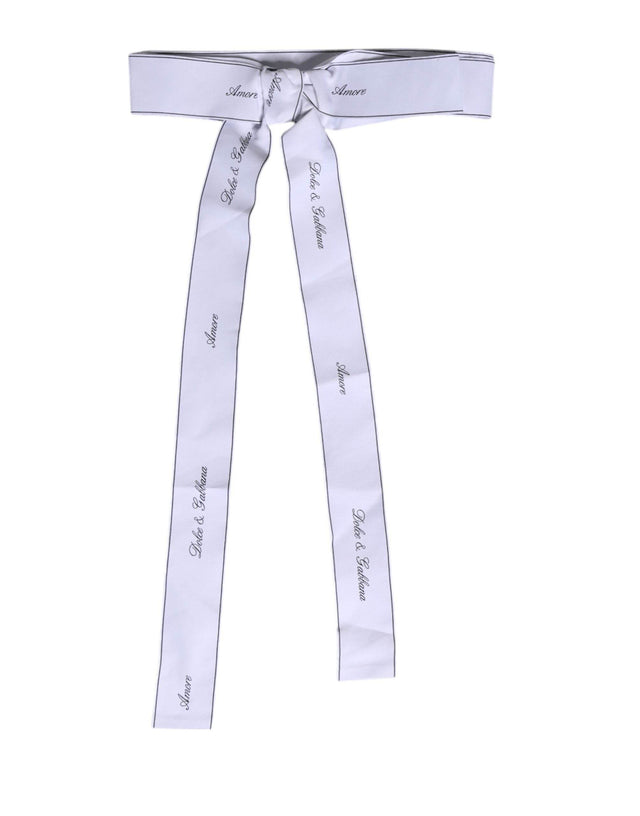 Dolce & Gabbana White Waist Ribbon Wide Bow Logo Belt - Hilstor