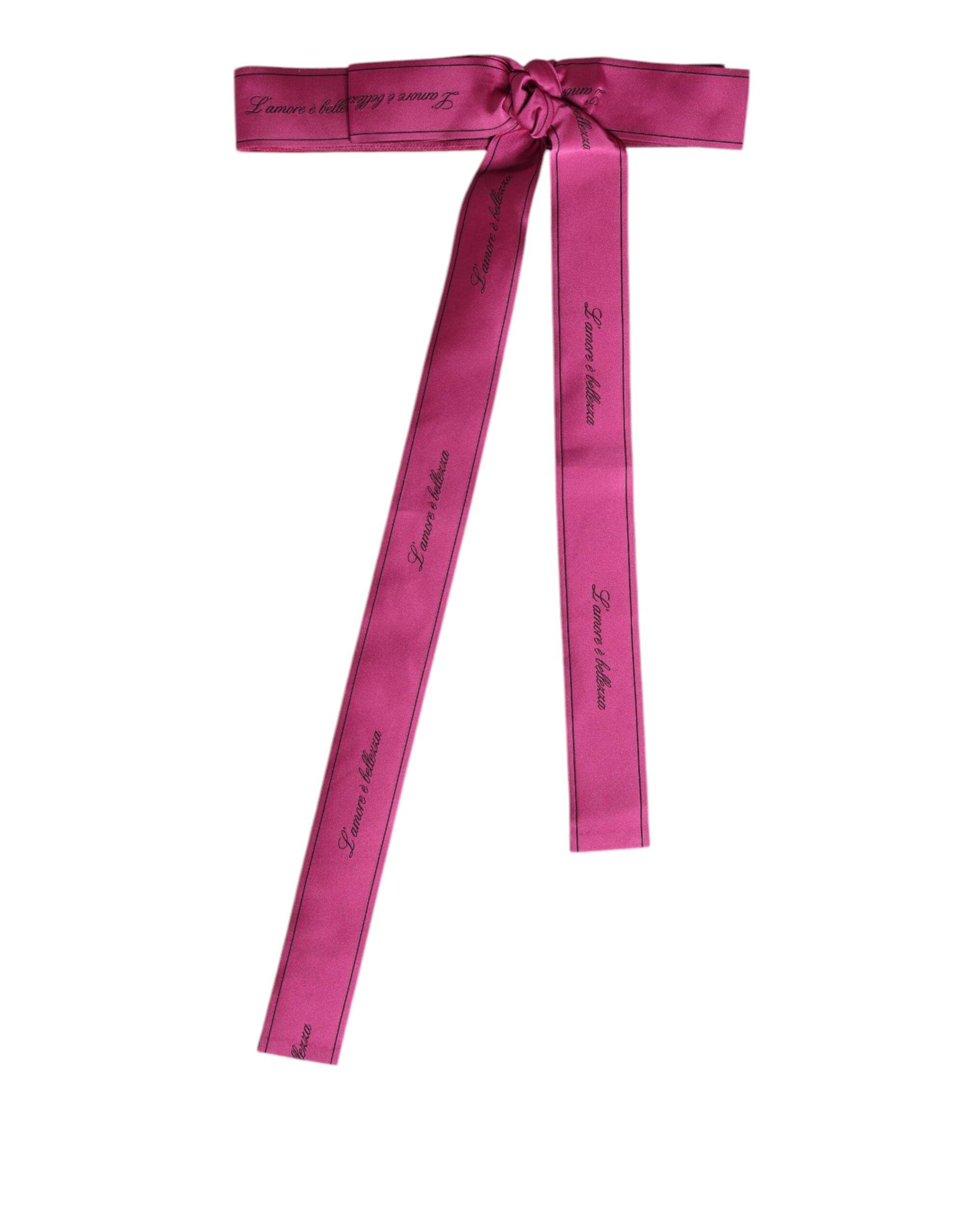 Dolce & Gabbana Pink Waist Ribbon Wide Bow Logo Belt - Hilstor