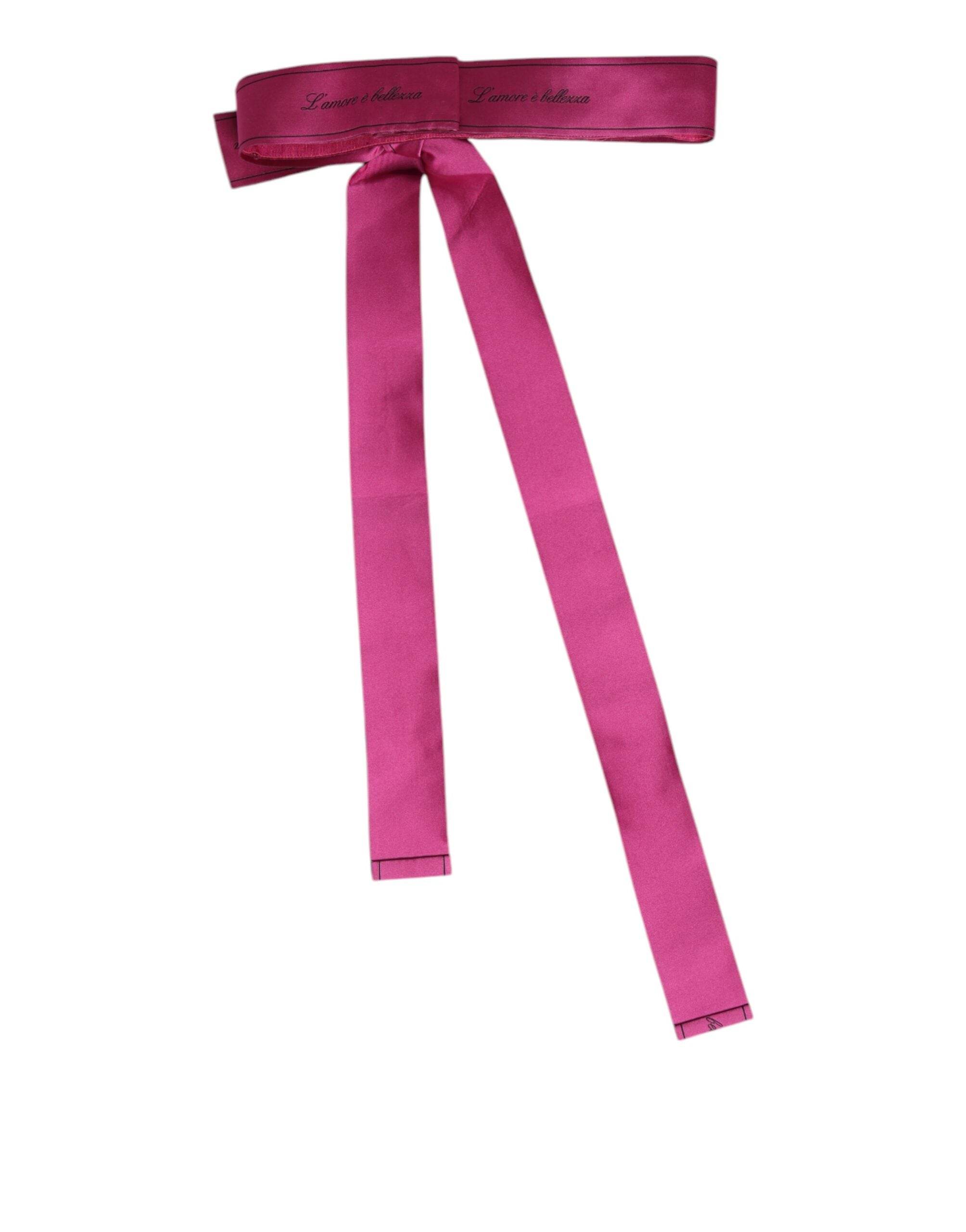 Dolce & Gabbana Pink Waist Ribbon Wide Bow Logo Belt - Hilstor