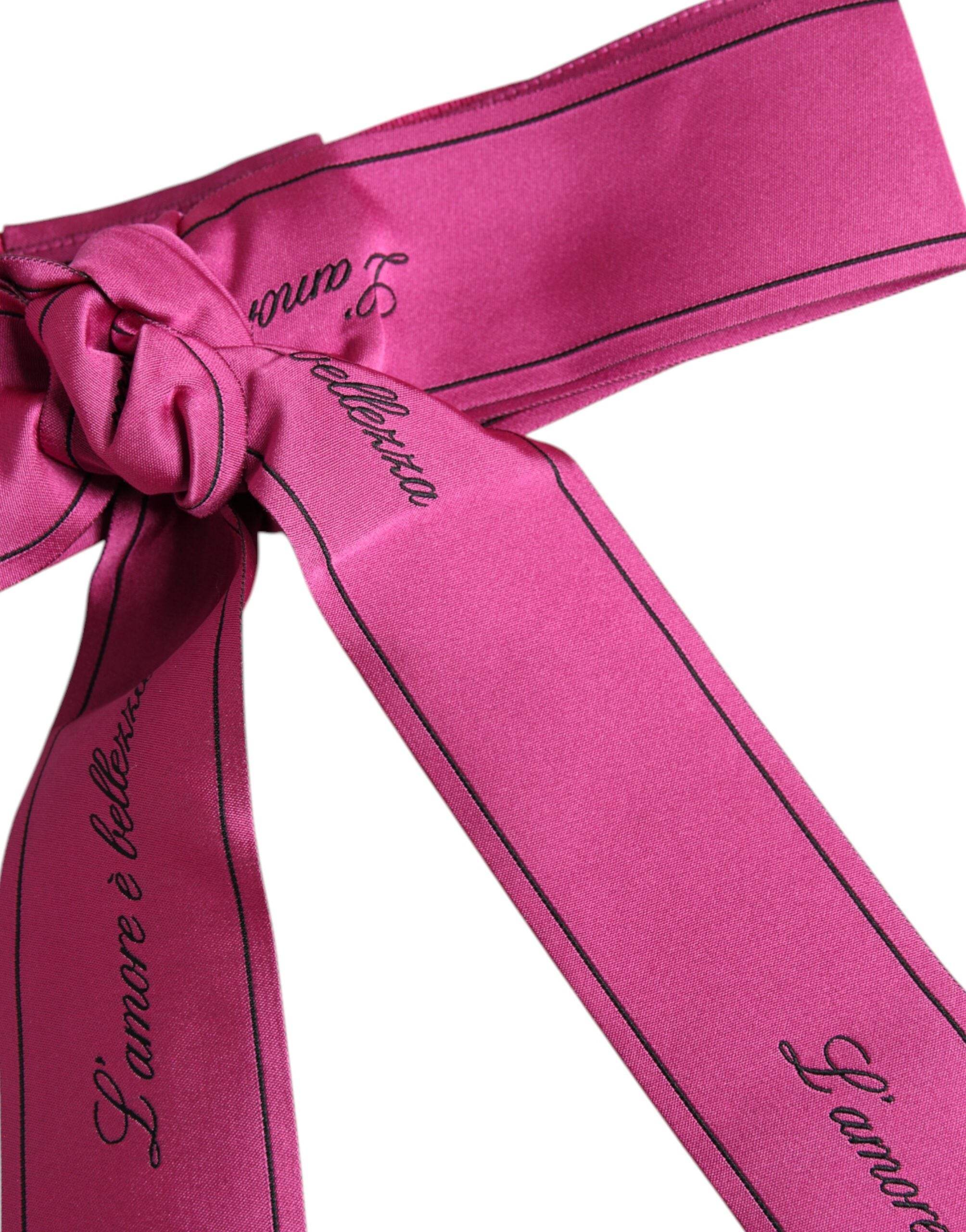 Dolce & Gabbana Pink Waist Ribbon Wide Bow Logo Belt - Hilstor