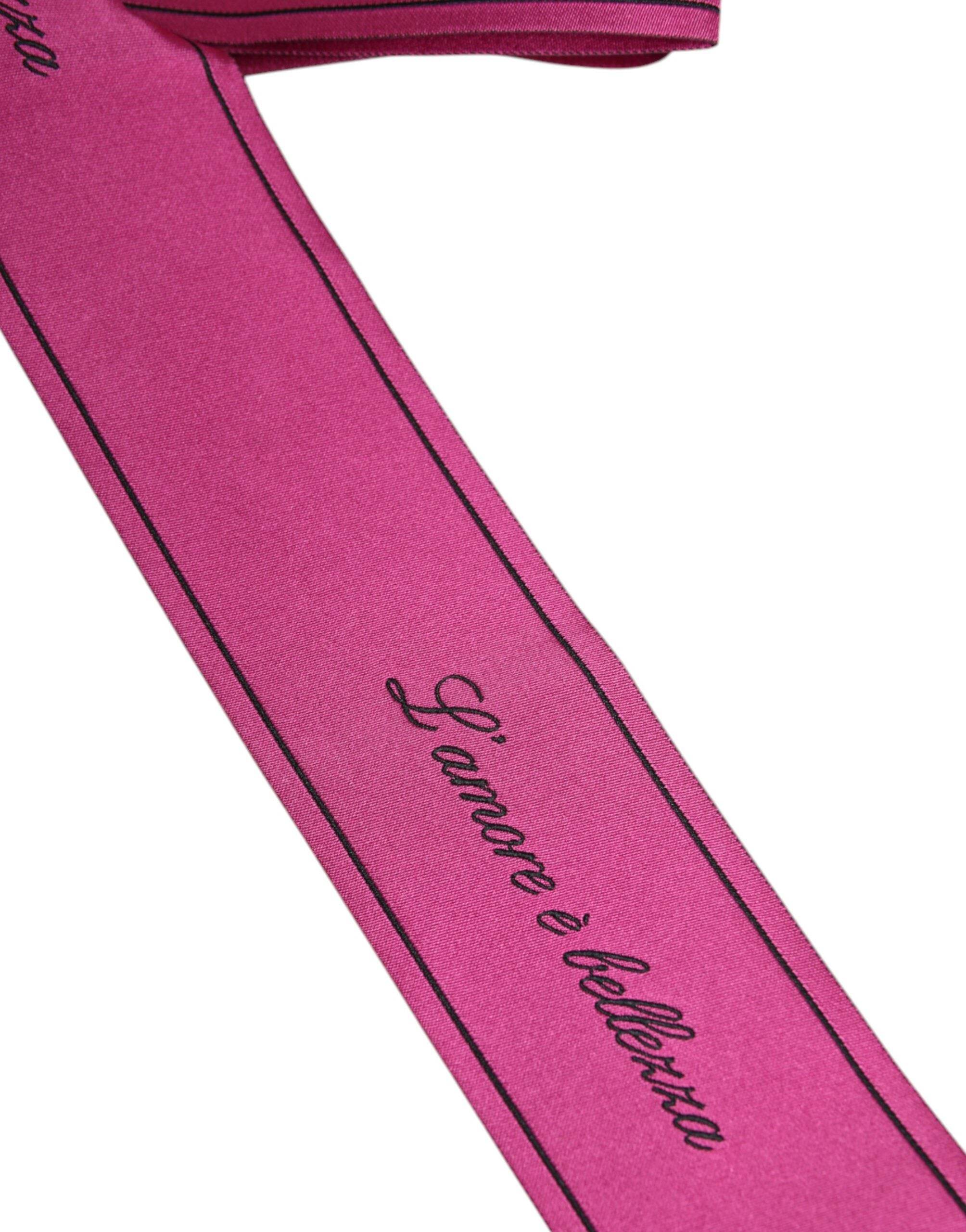 Dolce & Gabbana Pink Waist Ribbon Wide Bow Logo Belt - Hilstor
