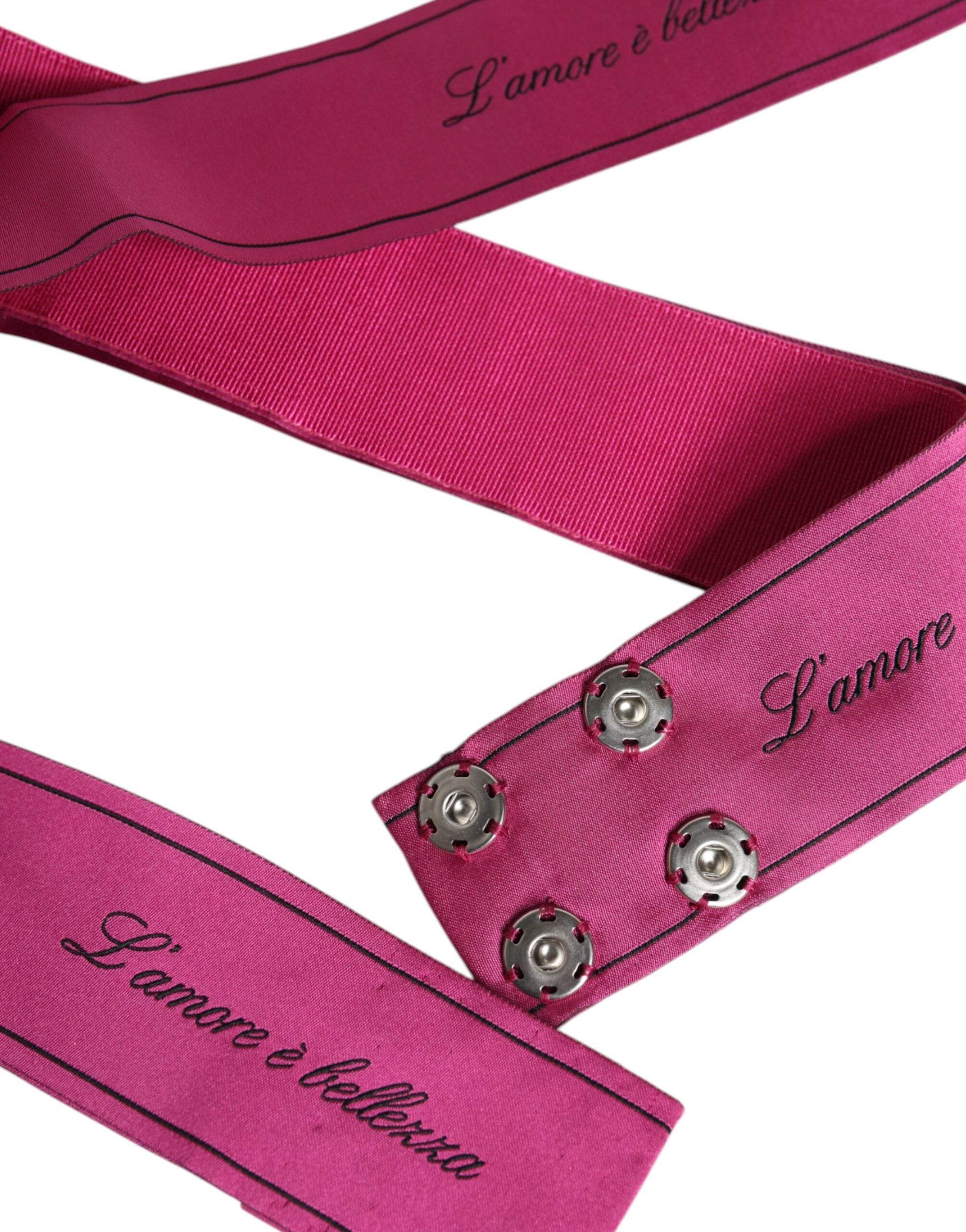 Dolce & Gabbana Pink Waist Ribbon Wide Bow Logo Belt - Hilstor
