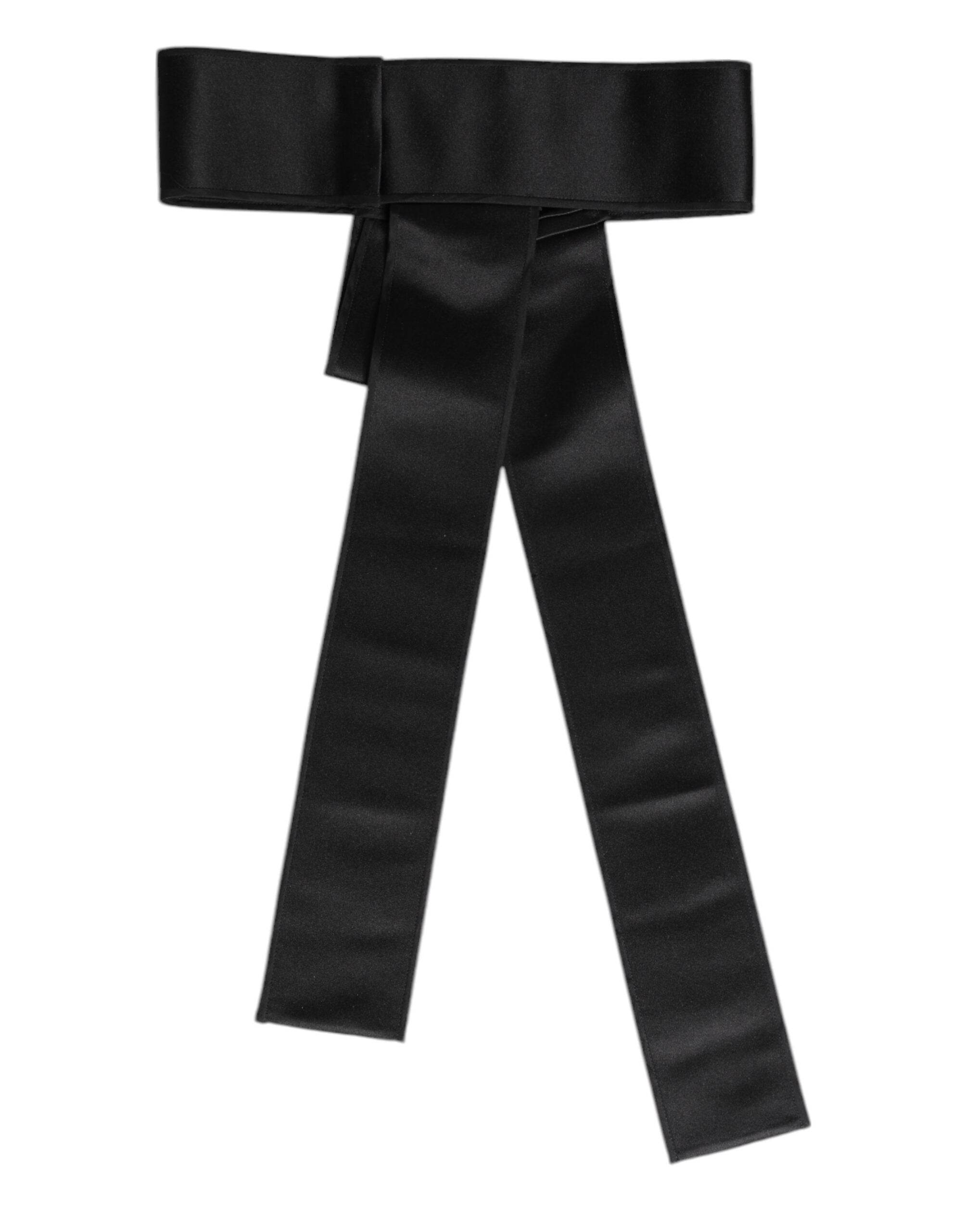 Dolce & Gabbana Black Satin Wide Waist Belt - Hilstor