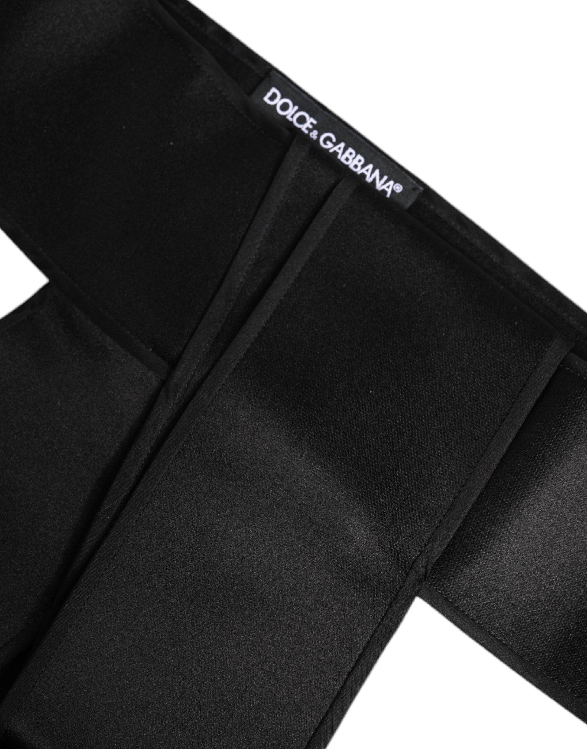 Dolce & Gabbana Black Satin Wide Waist Belt - Hilstor