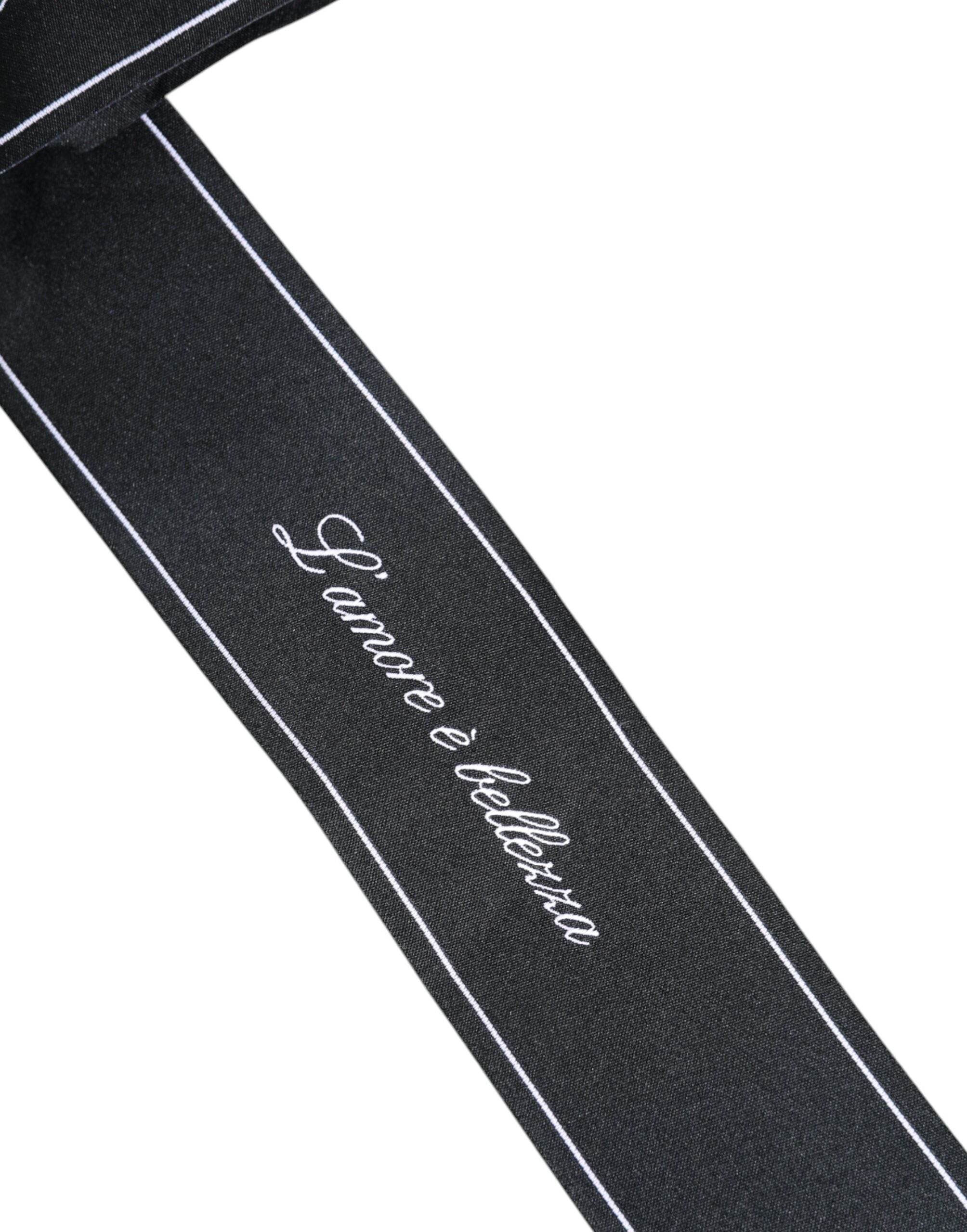 Dolce & Gabbana Black Waist Ribbon Wide Bow Logo Belt - Hilstor