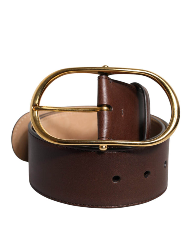 Dolce & Gabbana Brown Logo Engraved Metal Waist Buckle Belt - Hilstor