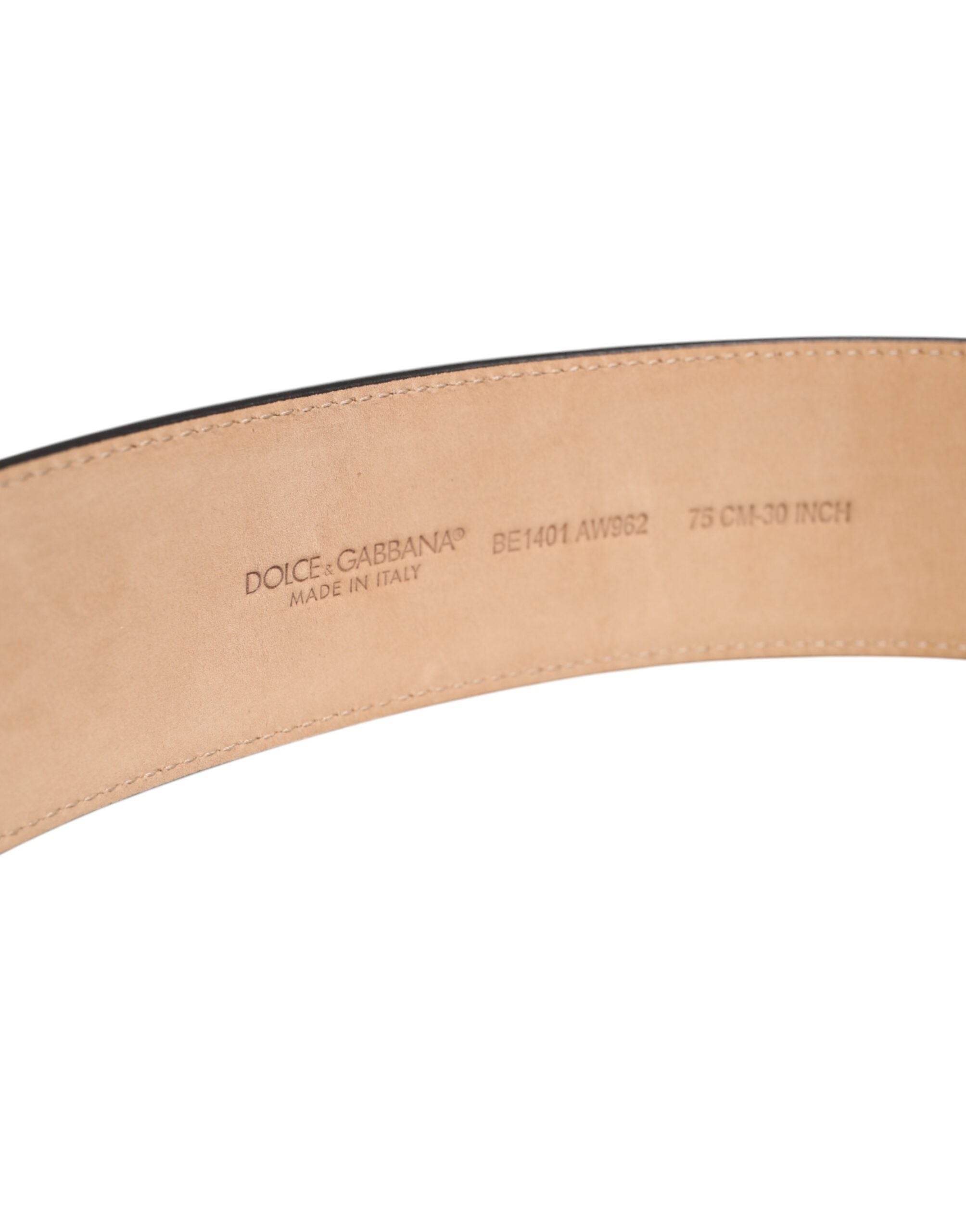 Dolce & Gabbana Brown Logo Engraved Metal Waist Buckle Belt - Hilstor