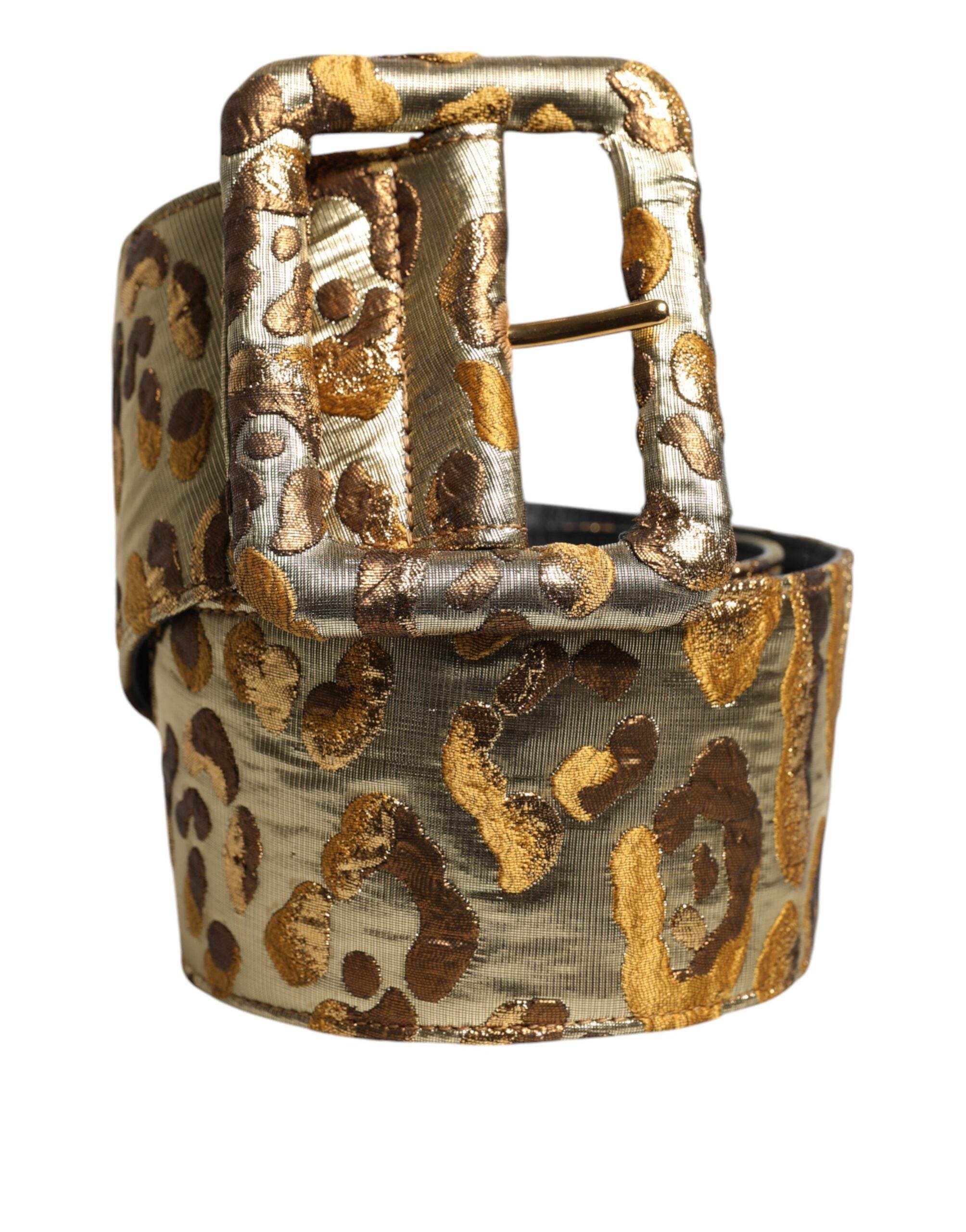 Dolce & Gabbana Gold Spotted Jacquard Fabric Wide Waist Belt - Hilstor