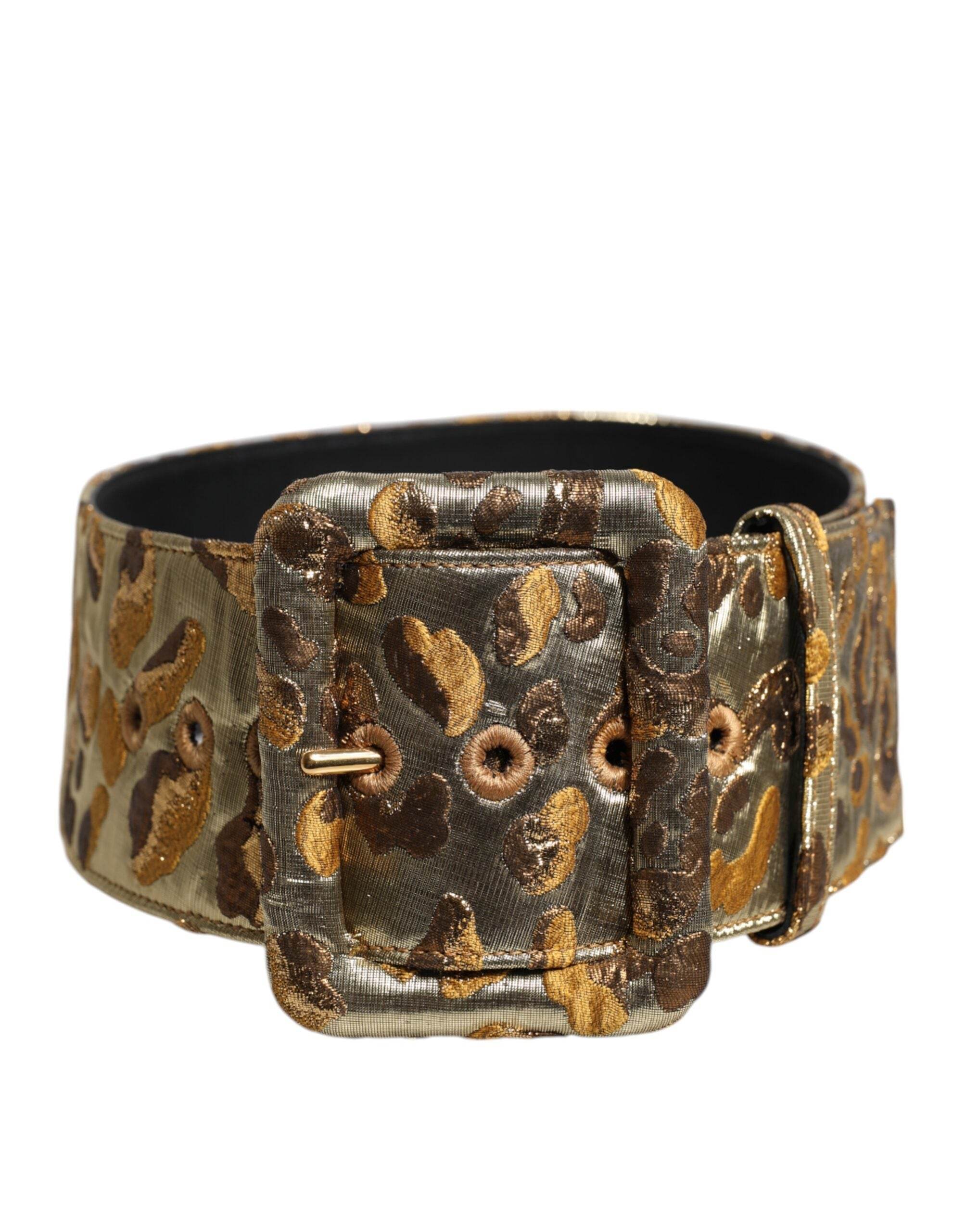 Dolce & Gabbana Gold Spotted Jacquard Fabric Wide Waist Belt - Hilstor