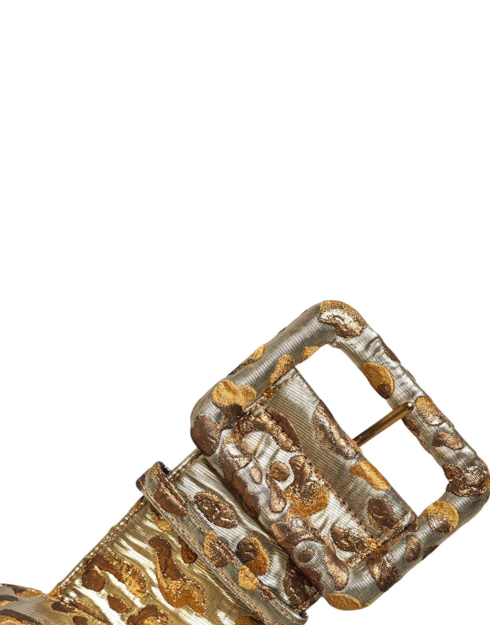Dolce & Gabbana Gold Spotted Jacquard Fabric Wide Waist Belt - Hilstor