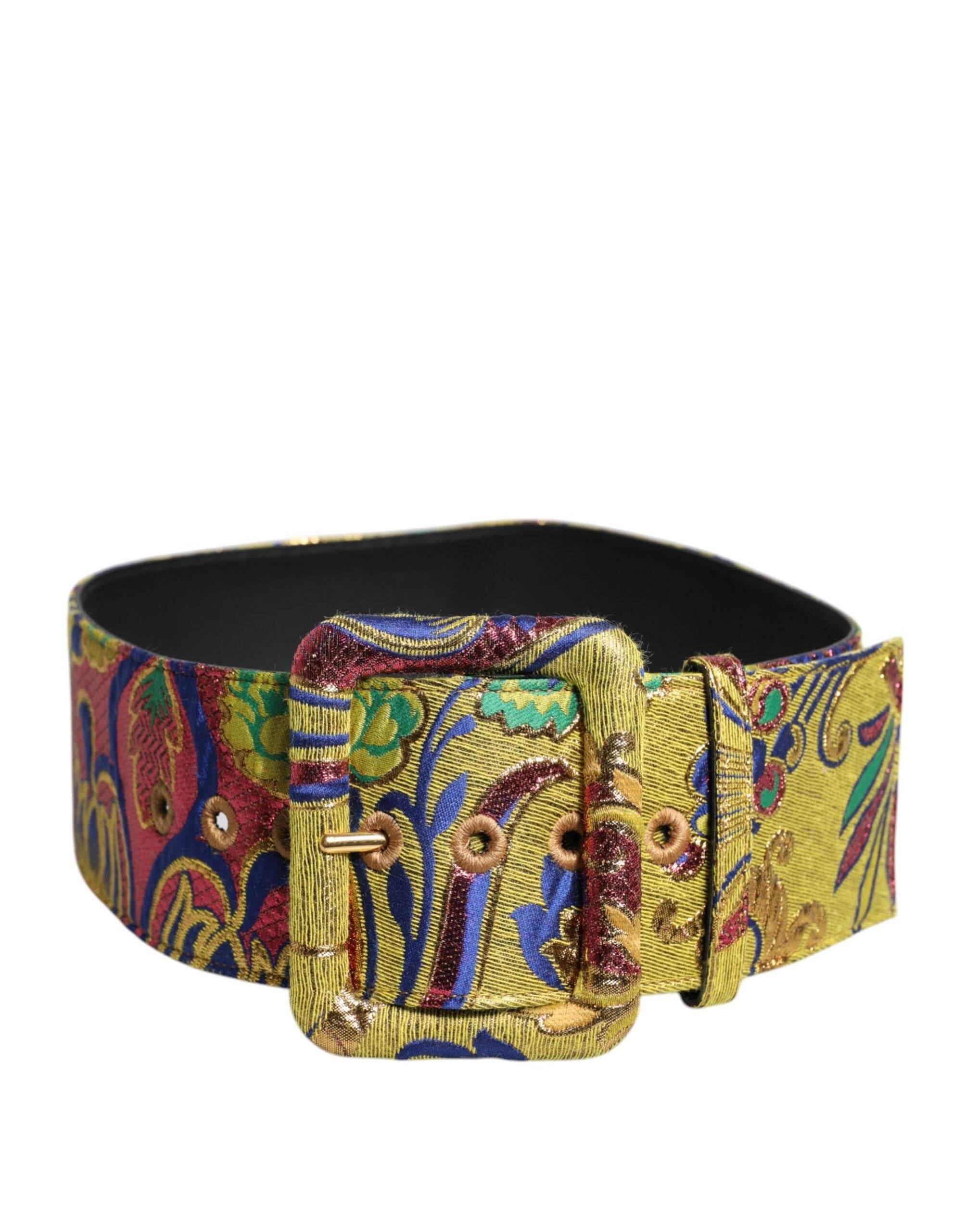 Dolce & Gabbana Multicolor Floral Jacquard Wide Waist Belt - Hilstor