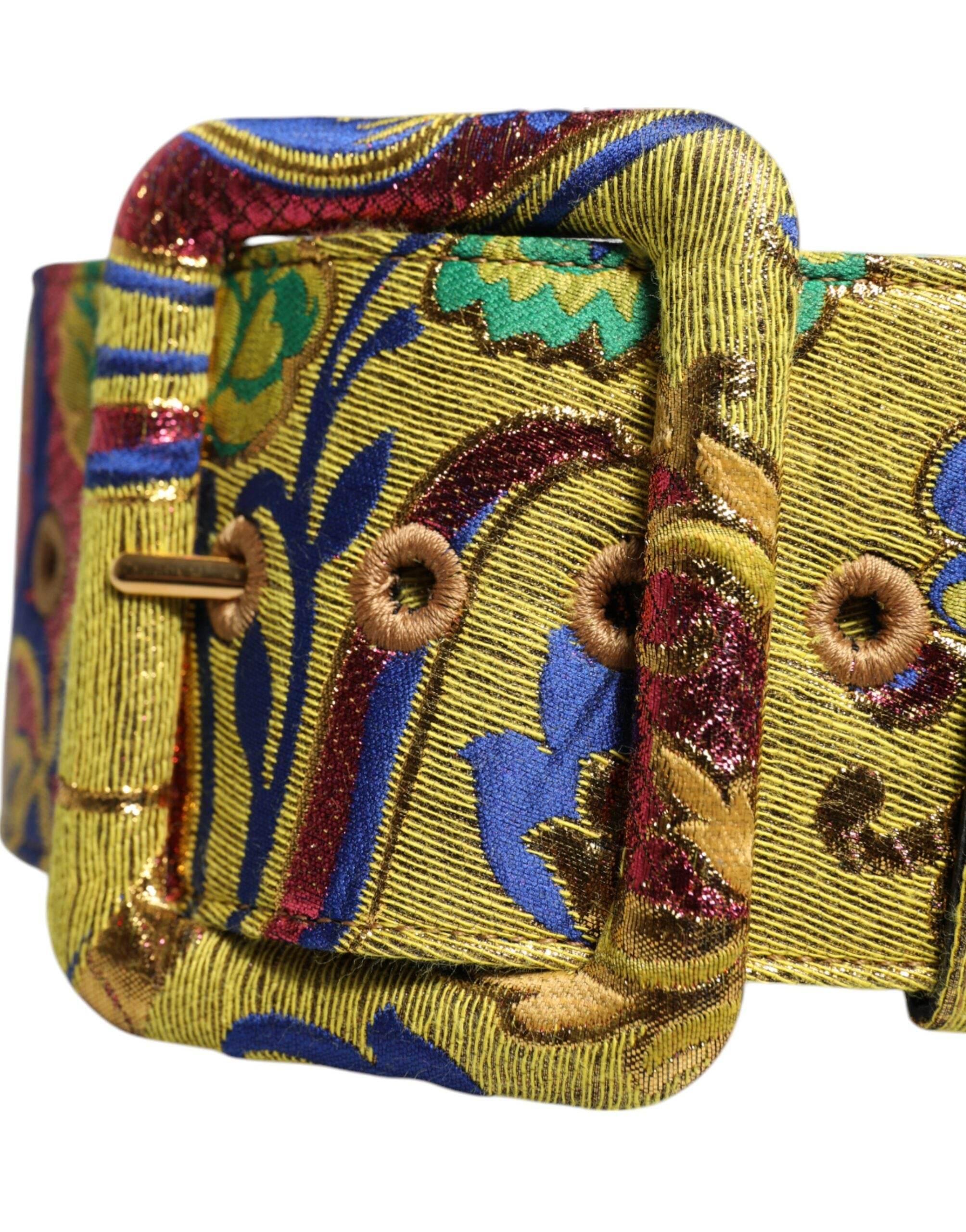 Dolce & Gabbana Multicolor Floral Jacquard Wide Waist Belt - Hilstor