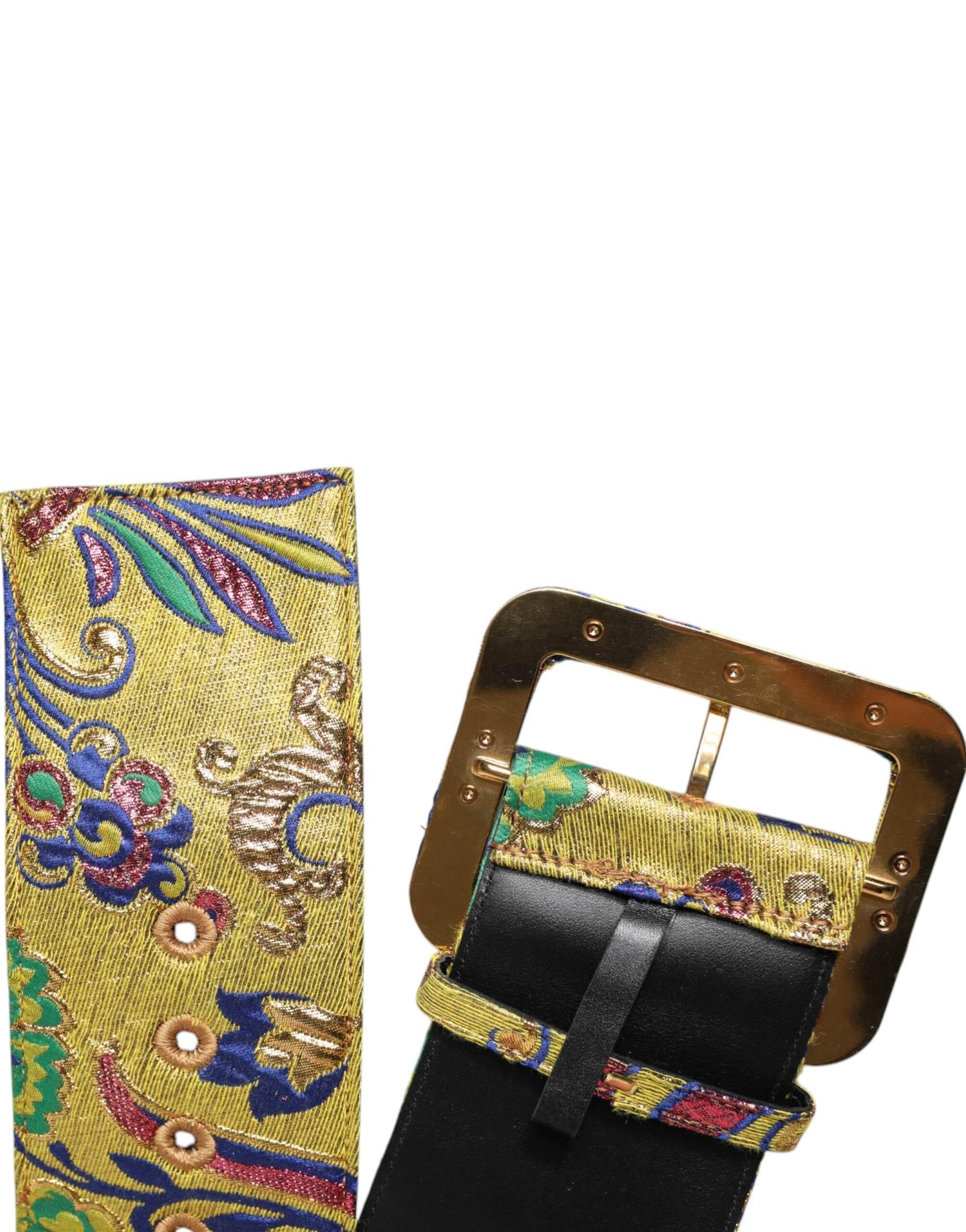 Dolce & Gabbana Multicolor Floral Jacquard Wide Waist Belt - Hilstor