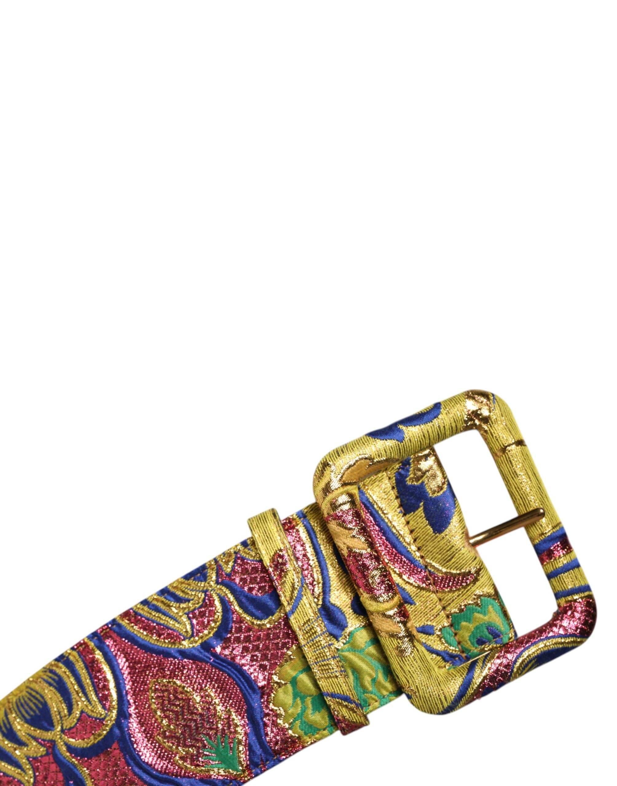 Dolce & Gabbana Multicolor Floral Jacquard Wide Waist Belt - Hilstor