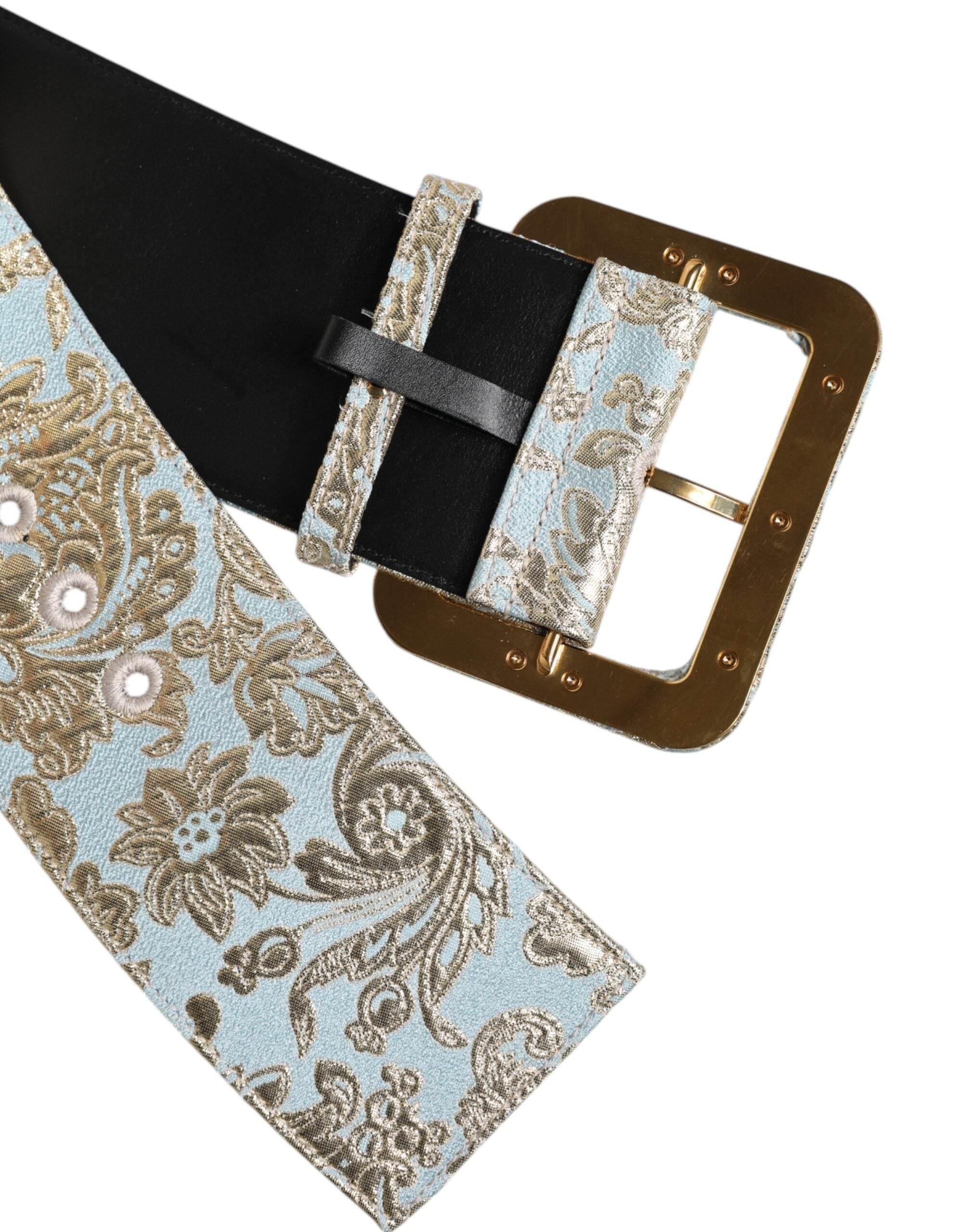 Dolce & Gabbana Multicolor Floral Jacquard Wide Waist Belt - Hilstor