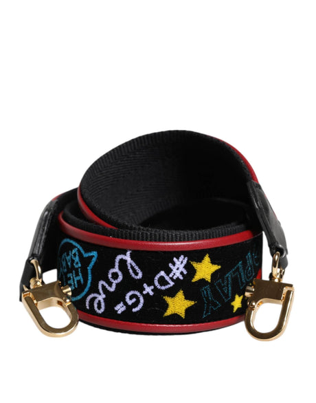 Dolce & Gabbana Black Cotton Printed Bag Shoulder Strap - Hilstor