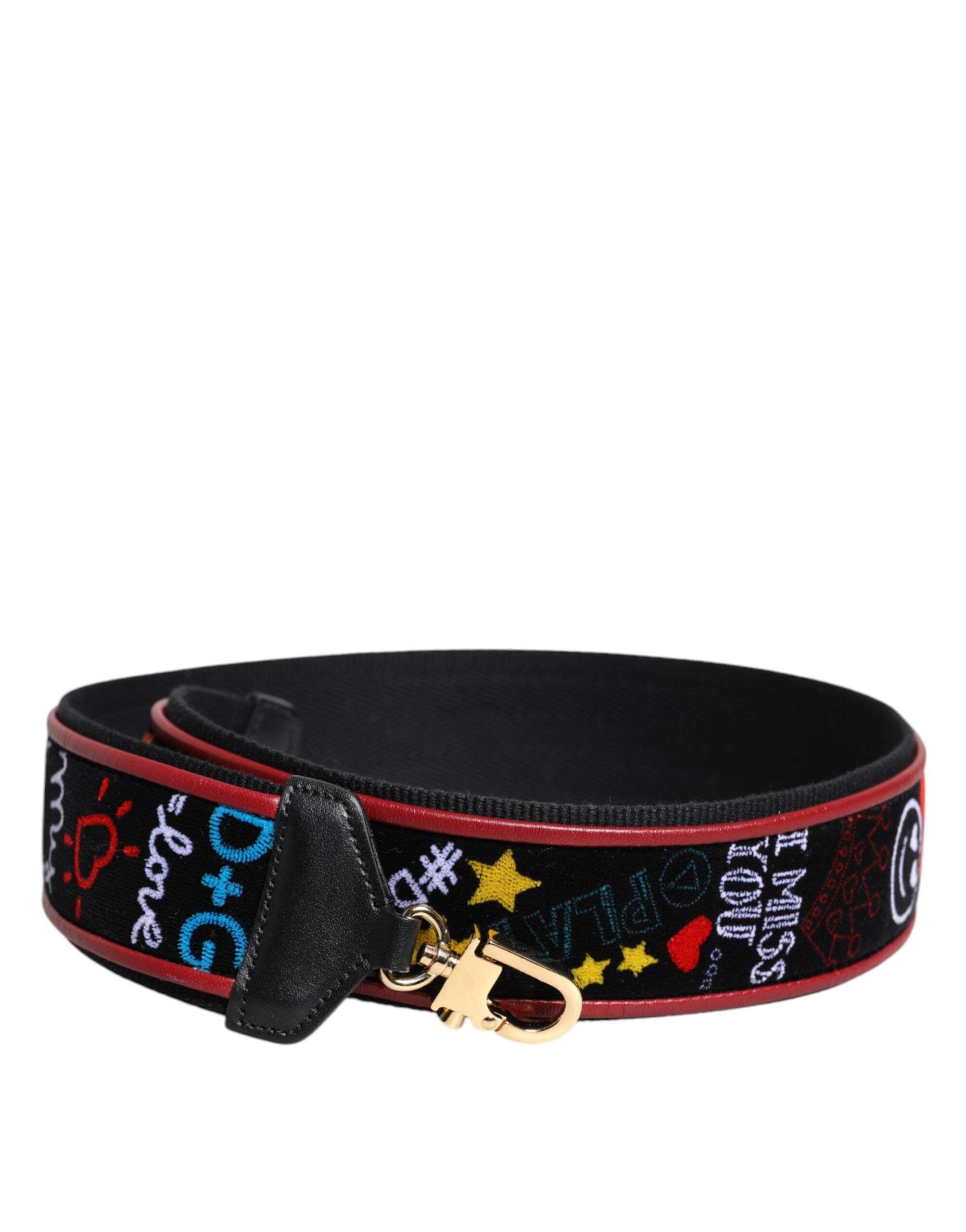 Dolce &amp; Gabbana sort bomuldstrykt taske med skulderrem