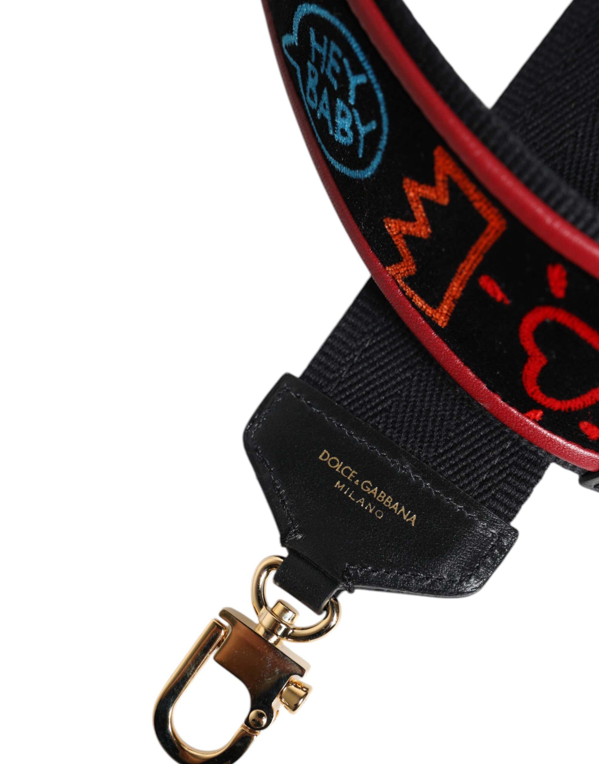 Dolce &amp; Gabbana sort bomuldstrykt taske med skulderrem