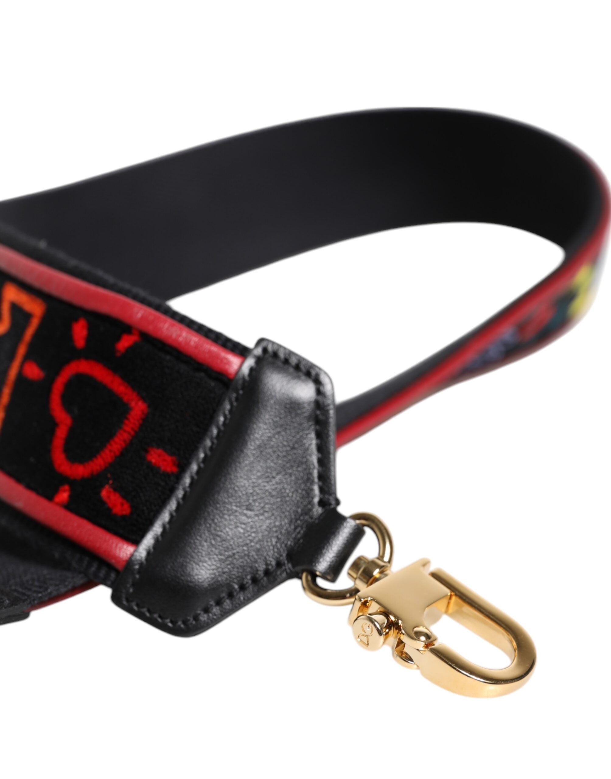 Dolce &amp; Gabbana sort bomuldstrykt taske med skulderrem