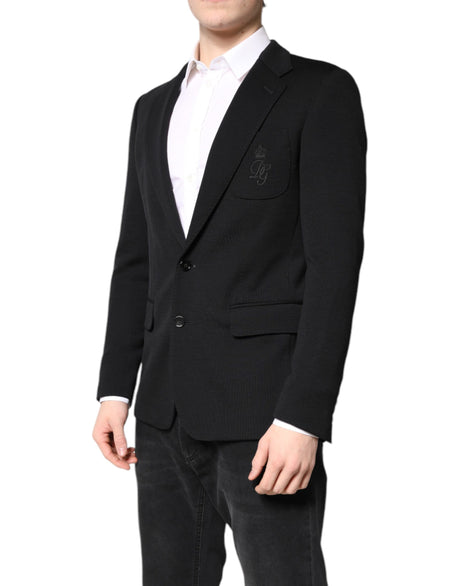 Dolce & Gabbana Black Wool Slim Fit Coat Blazer Jacket Suit