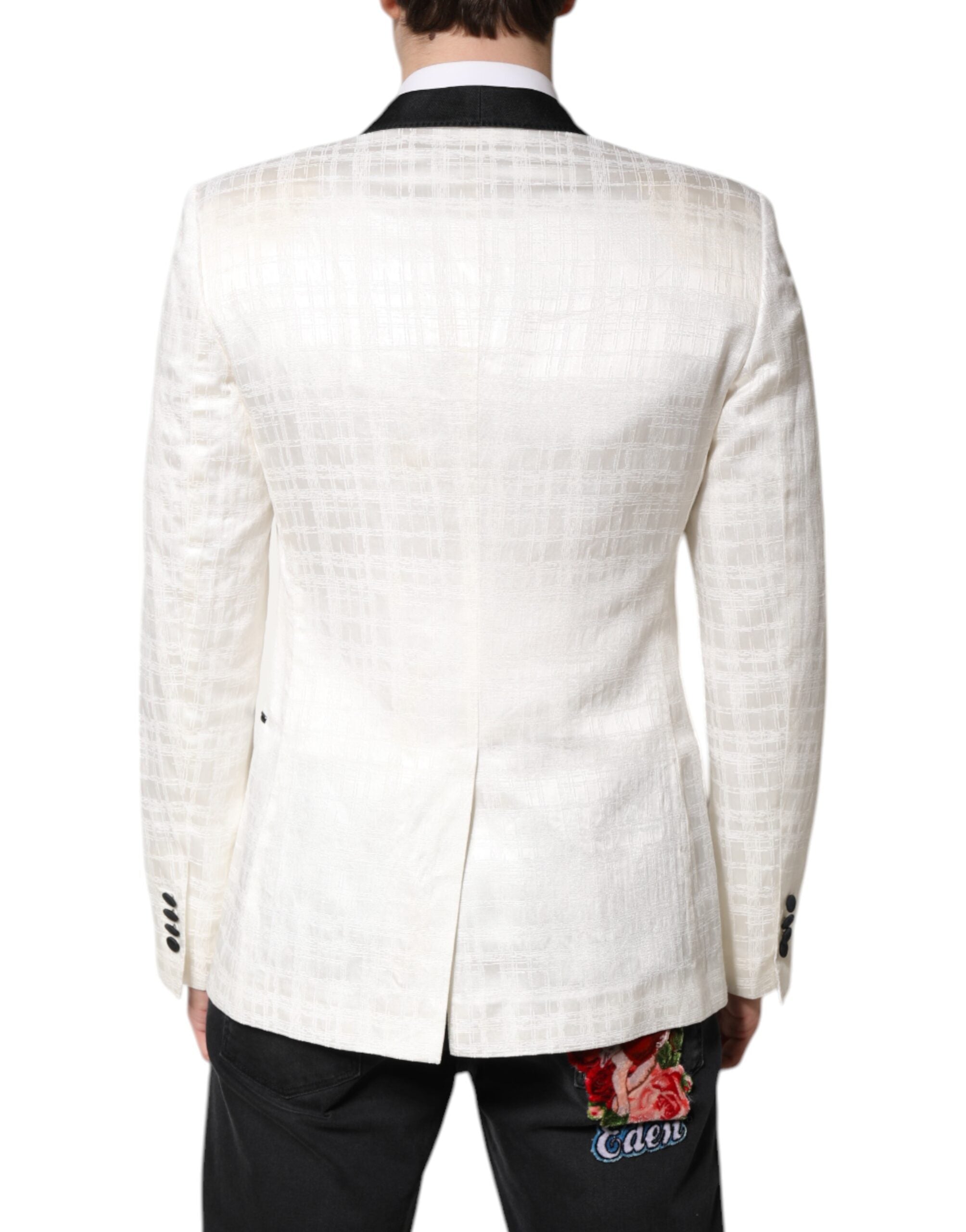 Dolce &amp; Gabbana Hvid Sort Enkeltradet Frakke Blazer Suit