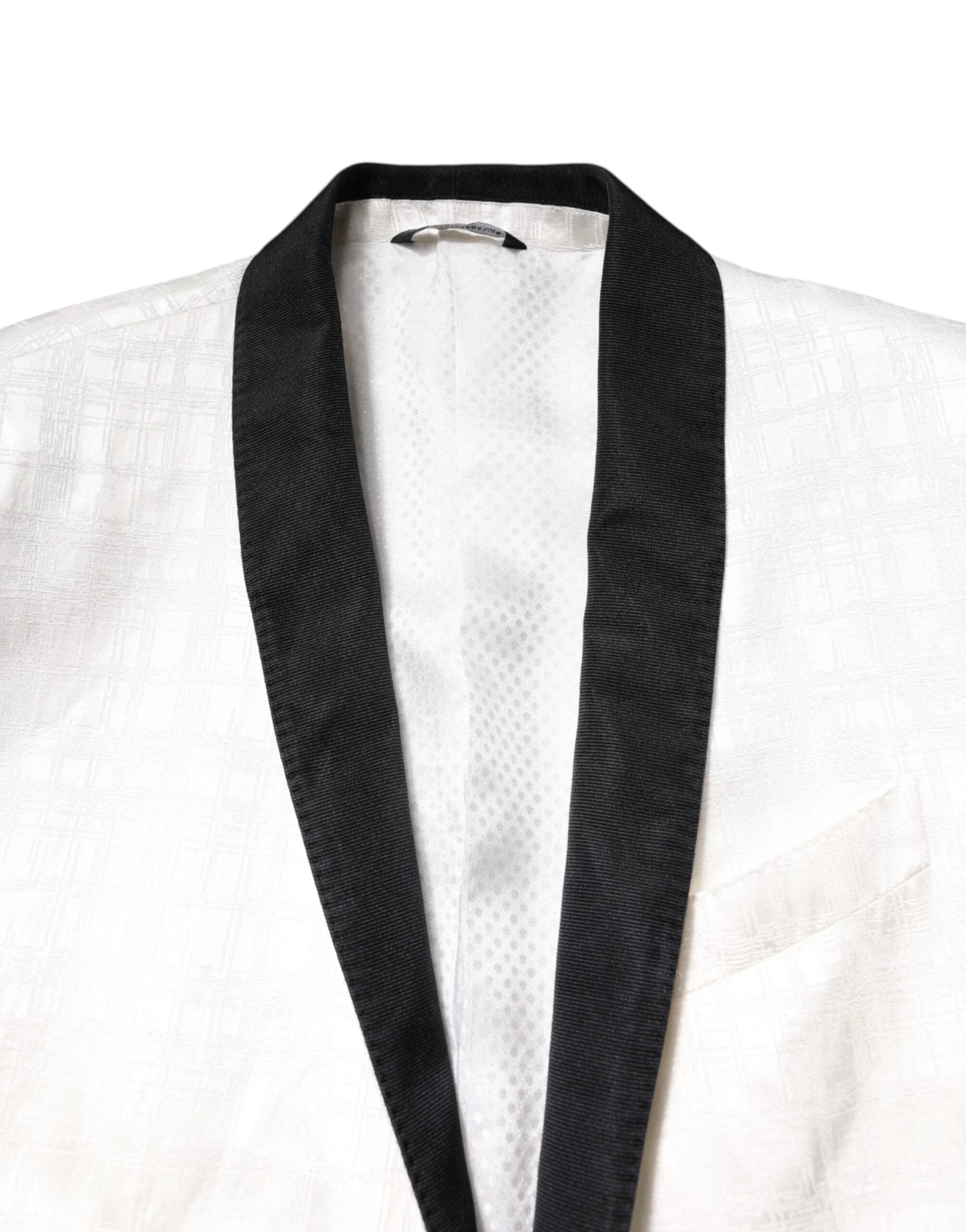 Dolce &amp; Gabbana Hvid Sort Enkeltradet Frakke Blazer Suit