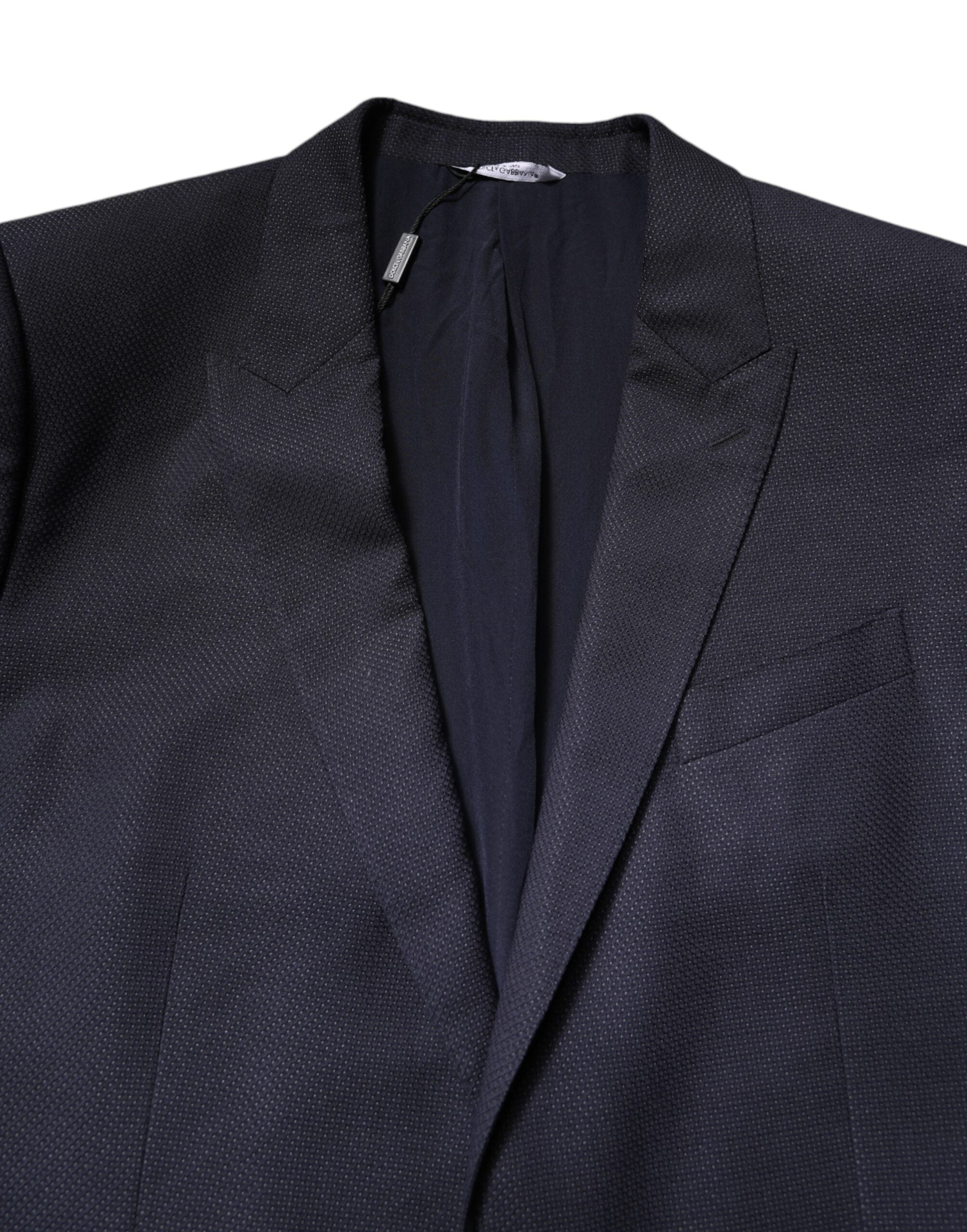 Dolce &amp; Gabbana Sort Uld Enkeltradet Frakke Blazer Suit