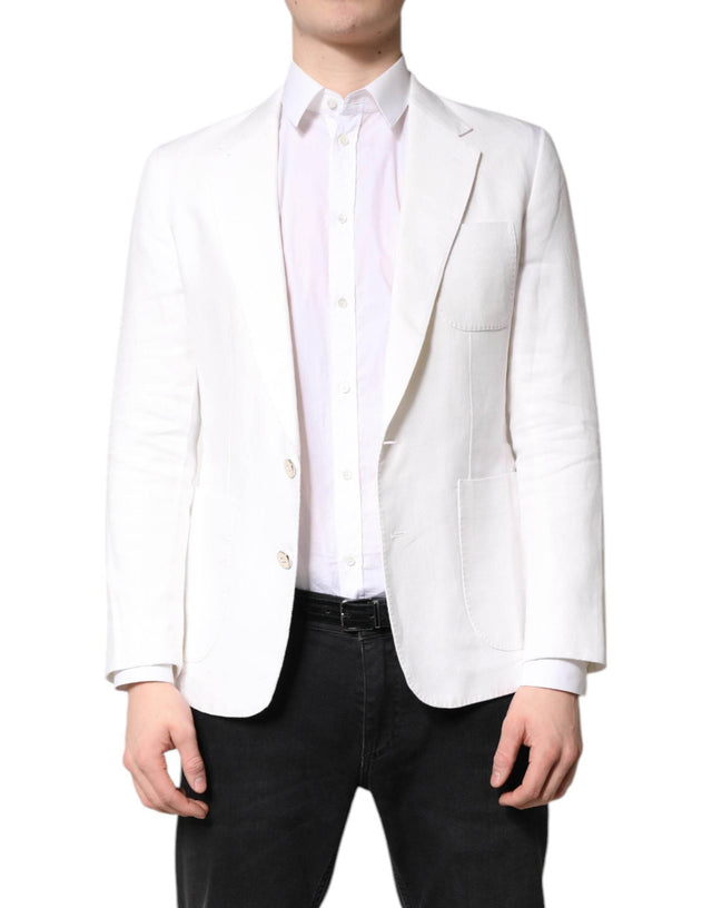 Dolce & Gabbana White Single Breasted Men Coat Blazer Suit - Hilstor