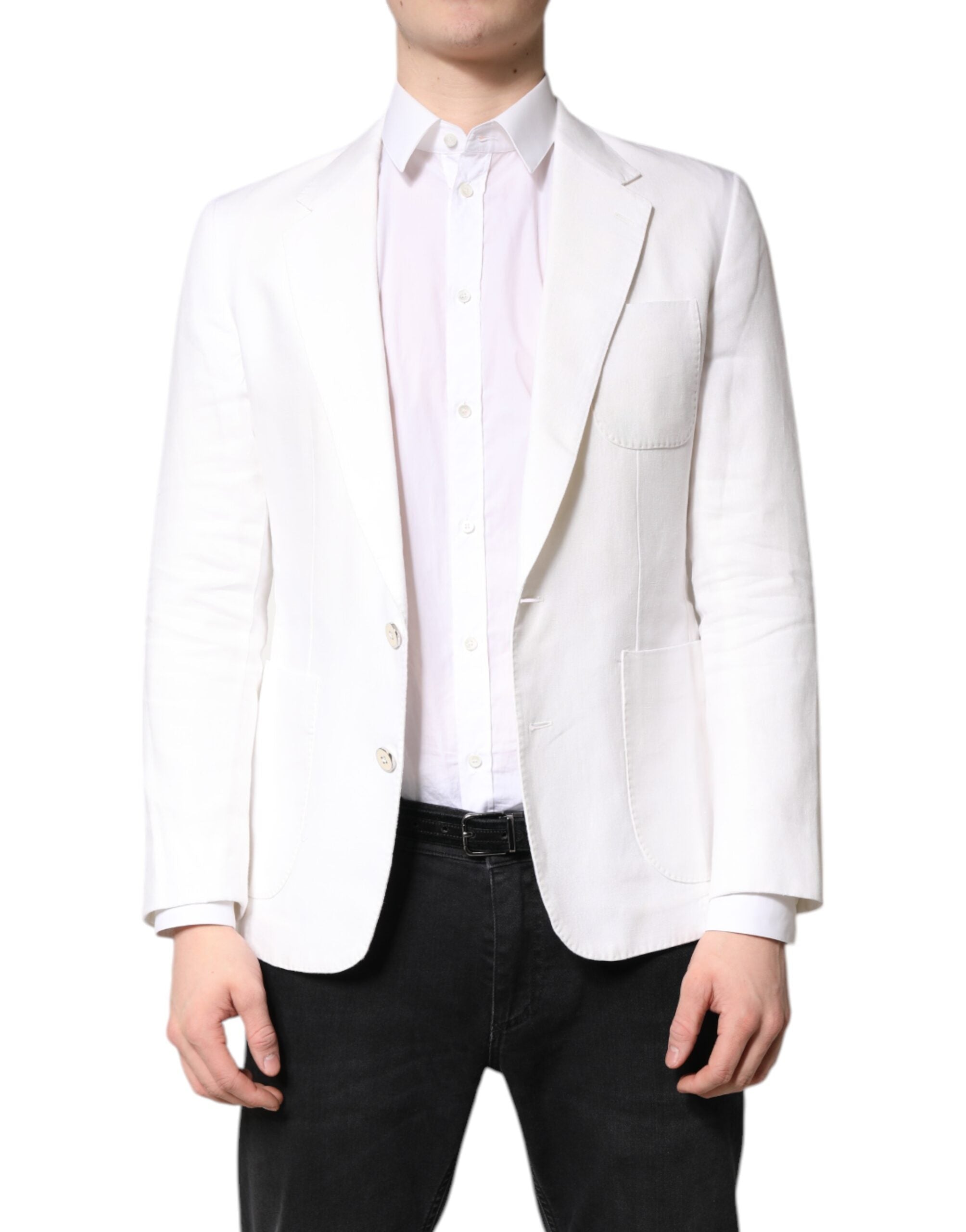 Dolce &amp; Gabbana Hvid Enkeltradet Herrefrakke Blazer Suit