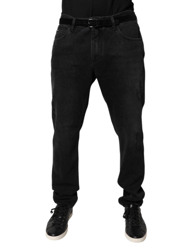 Dolce & Gabbana Black Cotton Skinny Men Denim Jeans - Hilstor