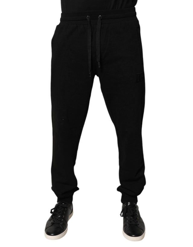 Dolce & Gabbana Black Cotton Mid Waist Jogger Sweatpants Pants - Hilstor