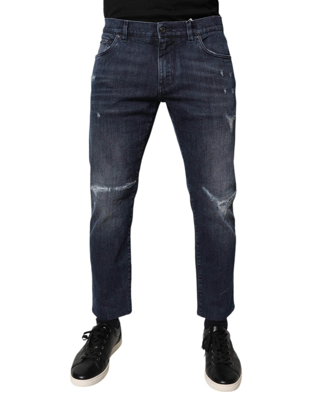 Dolce & Gabbana Blue Cotton Stretch Skinny Men Denim Jeans - Hilstor