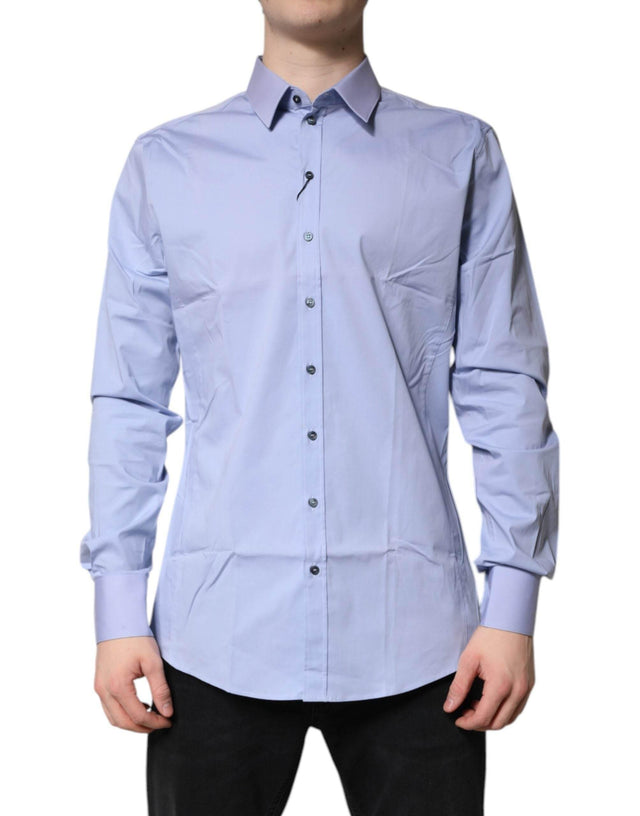 Dolce & Gabbana Light Blue Cotton SICILIA Dress Formal Shirt - Hilstor