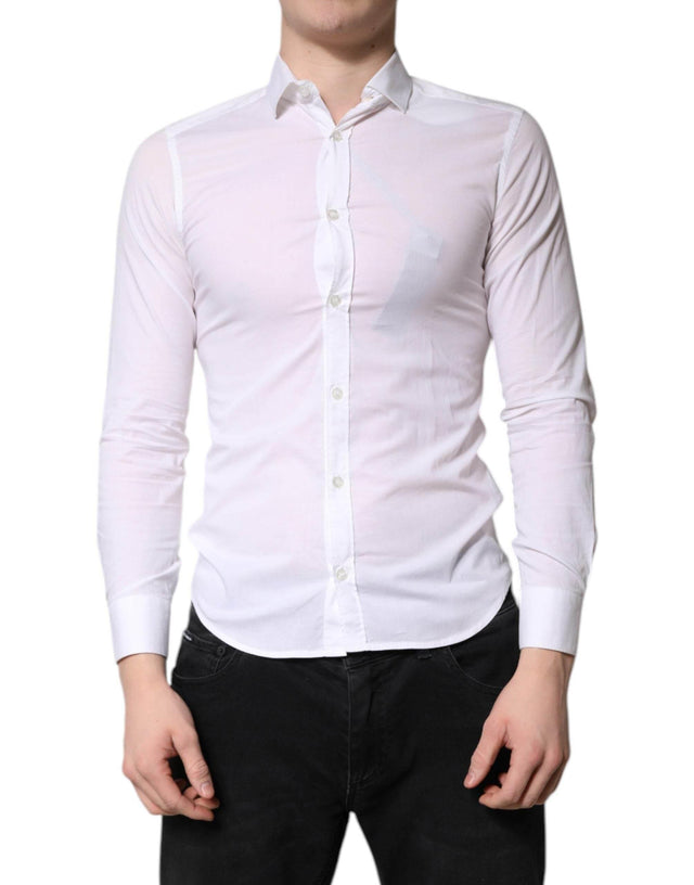 Daniele Alessandrini White Cotton Dress Formal Shirt - Hilstor