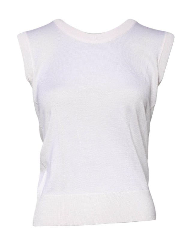 Dolce & Gabbana White Sleeveless Cashmere Round Neck Tank Top - Hilstor