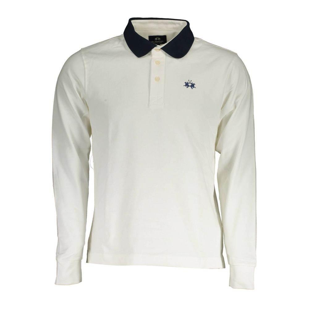 La Martina White Cotton Men Polo Shirt - Hilstor