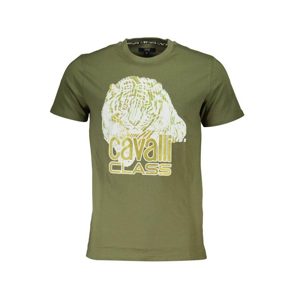 Cavalli Class Green Cotton T-Shirt - Hilstor