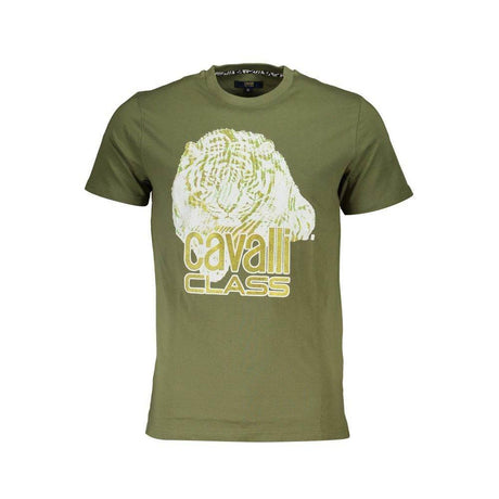 Cavalli Class Green Cotton T-Shirt - Hilstor